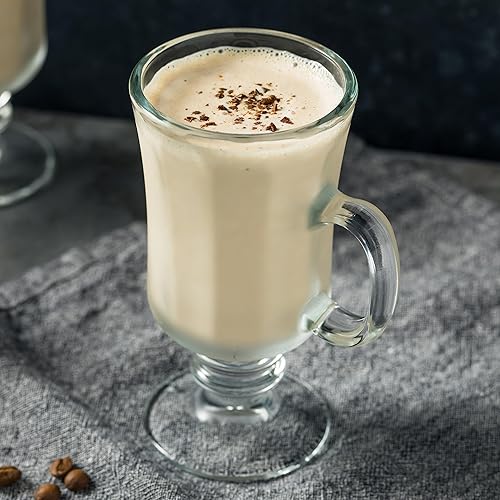 Miniatura 8 de PARNOO Tazas de café irlandesas, 8 onzas con mango y base de tallo con pies, vasos transparentes para té, café y chocolate caliente, juego de 4