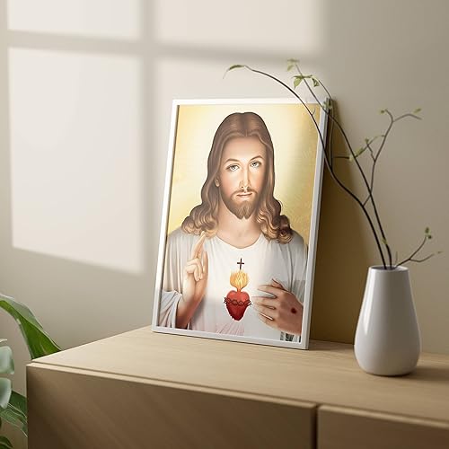 Miniatura 5 de Sagrado Corazón de Jesús Decoración religiosa para el hogar y pintura moderna de Jesucristo impreso, decoración de sala de estar, arte de pared de