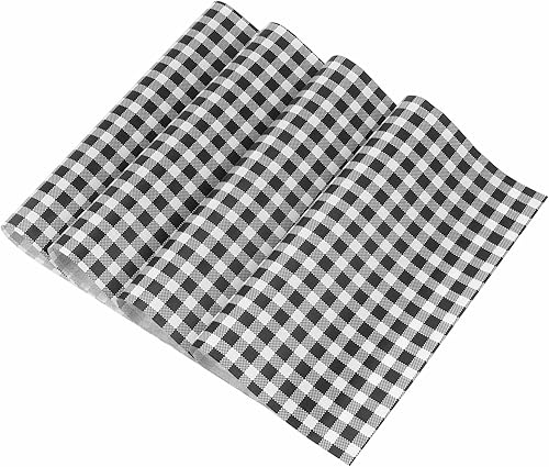 NATURALABEL 100 piezas de papel encerado, 12 x 12 pulgadas, papel a cuadros blanco y negro a prueba de grasa, para revestimientos de cestas,