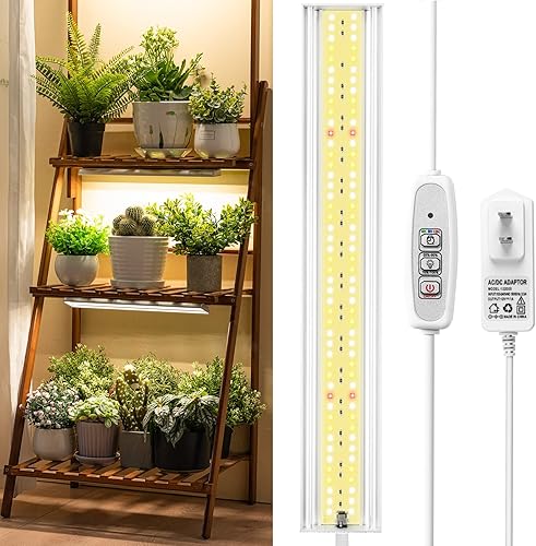 FOXGARDEN Luz de crecimiento, tira de luz de espectro completo para plantas de interior, lámpara de cultivo brillante de 96 LED con temporizador de