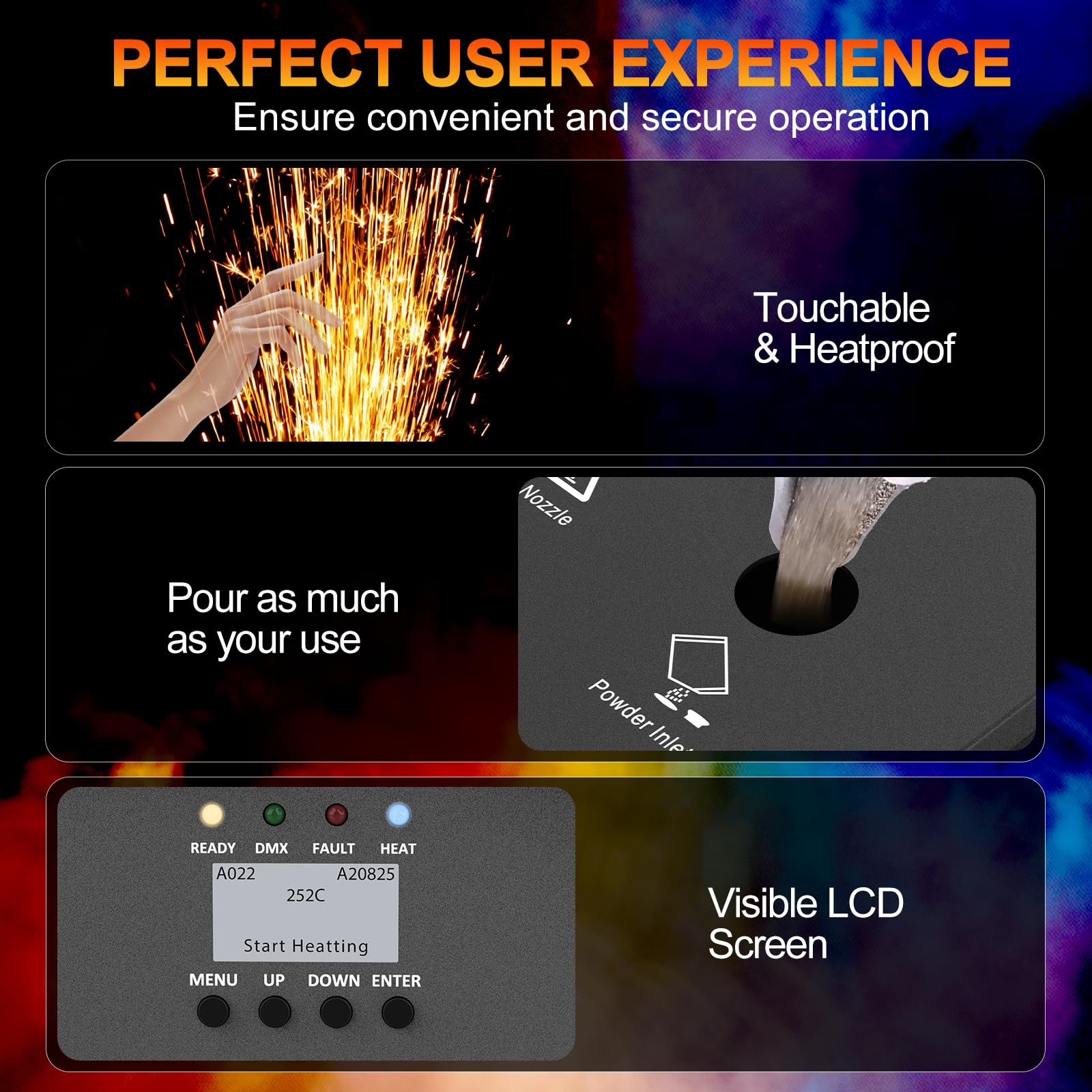 2PCS 1000W Professionnel Machines Pyrotechniques, d-mx512 & Télécommande sans fil Machine à Étincelles Froides Zéro Pollution pour Mariage Fête Scène Noël Halloween