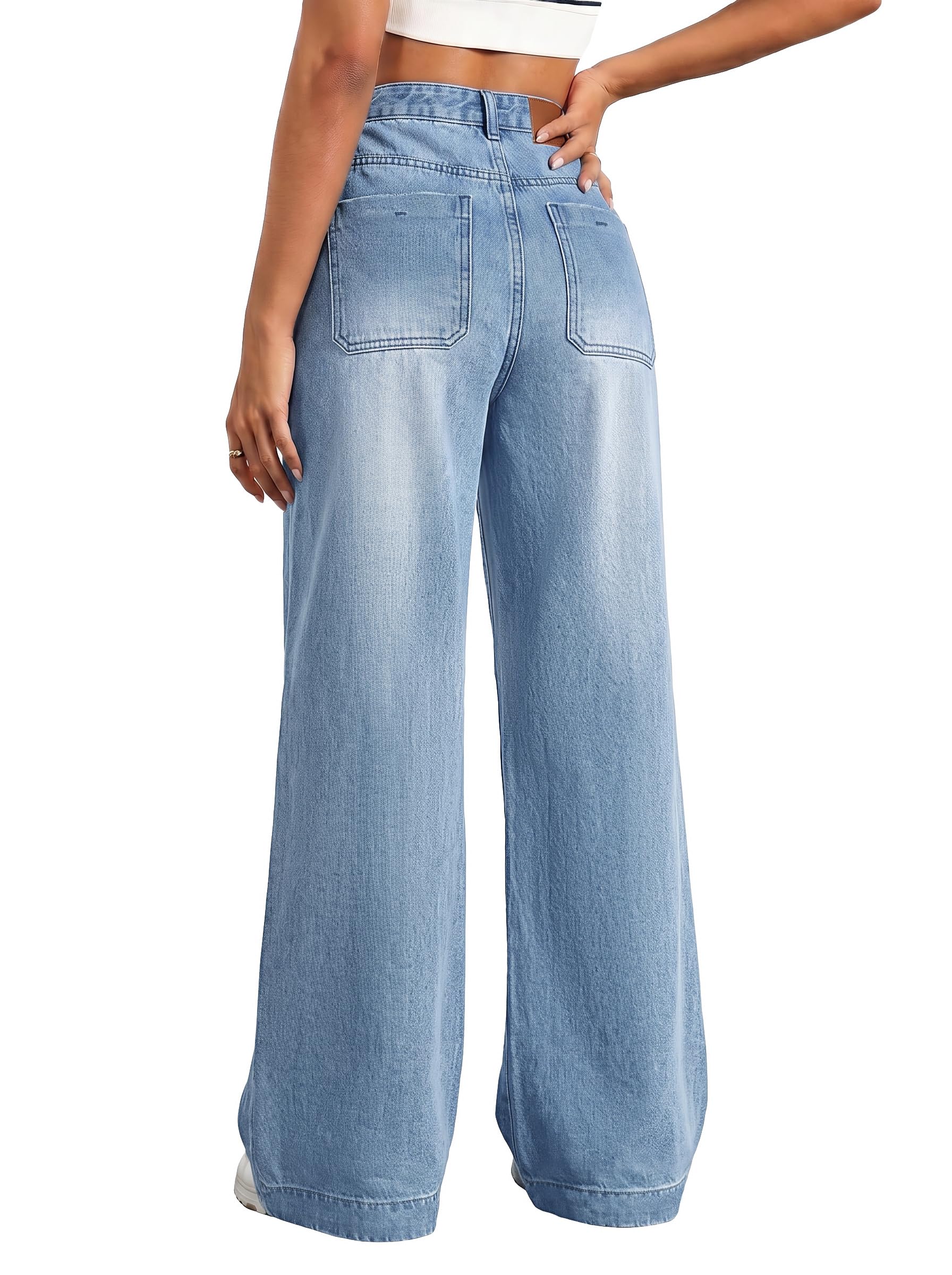 EMMIOL Wide Leg Jeans Damen Baggy High Waist Straight Jeanhosen