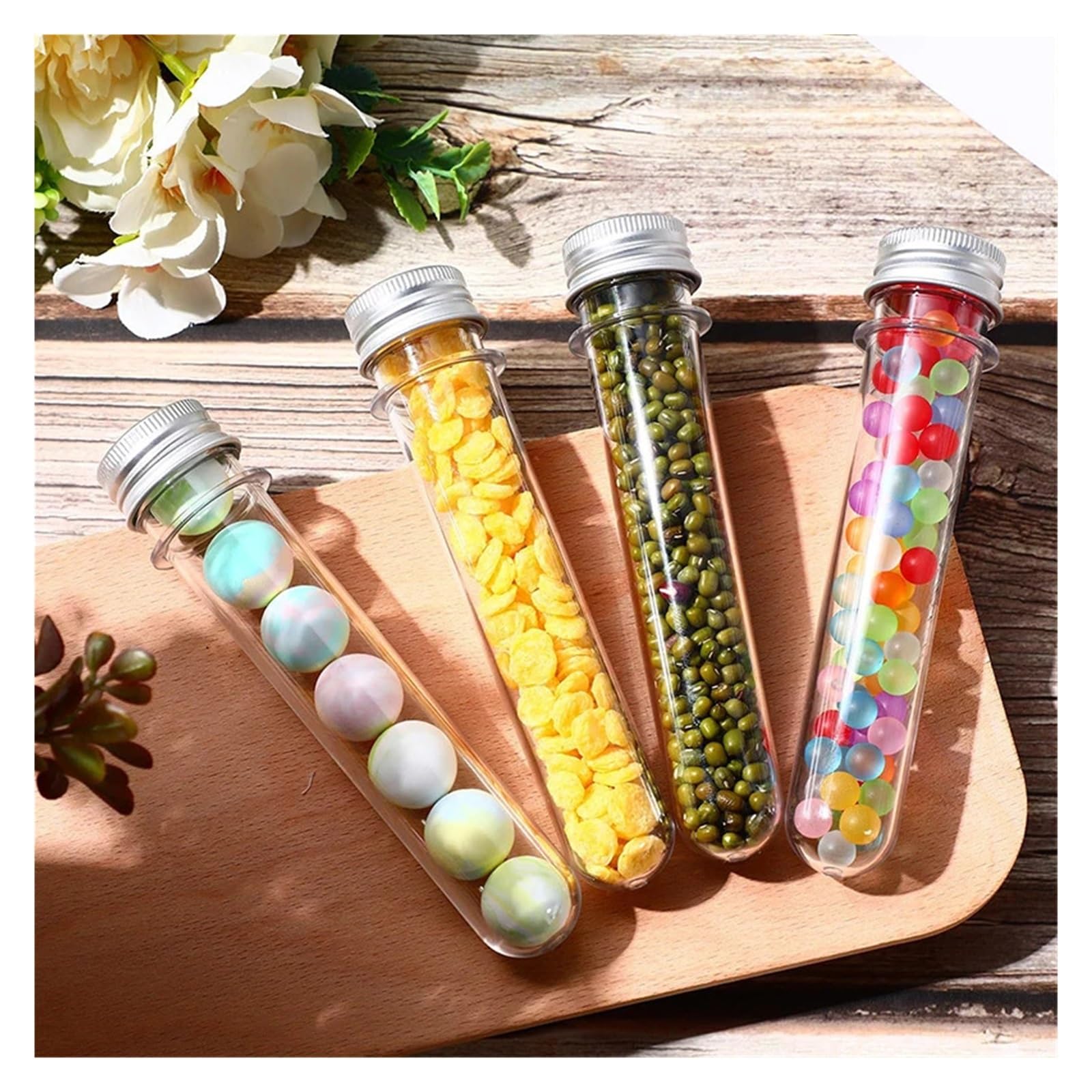 MENGKE 50Pcs Plastic Test Tubes Clear And Transparent Candy Storage Containers With Screw Caps Bath Salt Mask Bottle 40Ml