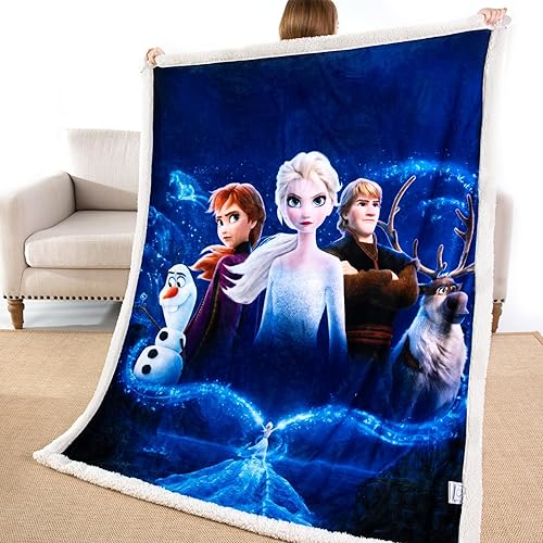 Manta de franela Sherpa para niños, de 50 x 60 pulgadas, manta de felpa súper suave y acogedora para uso en interiores y exteriores (congelado-1,