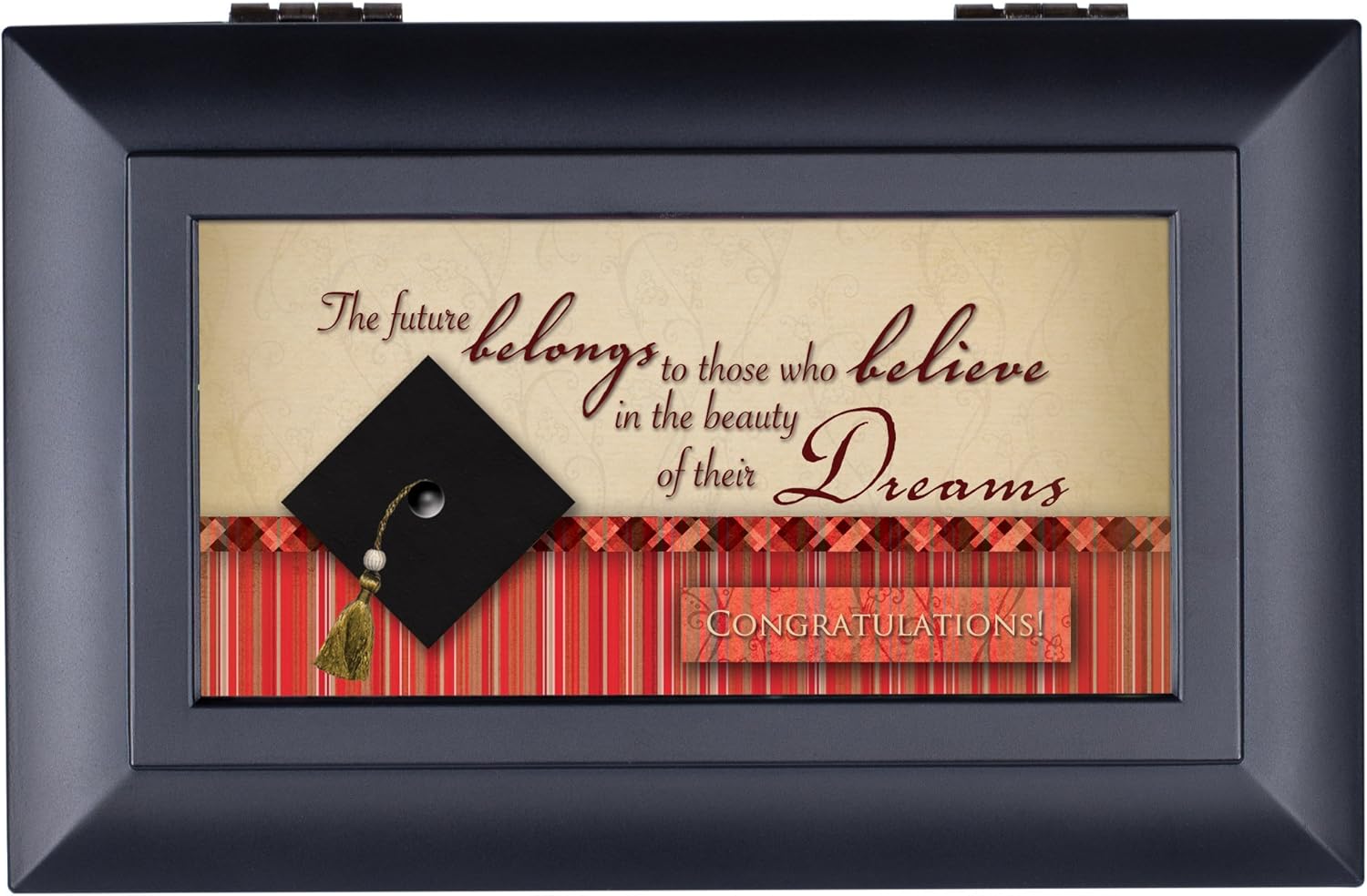 Cottage Garden Graduation Black Petite Music Box Plays Pomp and Circumstance