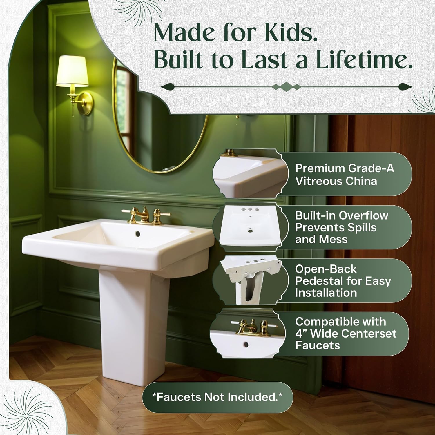 RENOVATORS Supply Manufacturing Children's Pedestal Sinks Porcelain in White (Set of 6) 40686