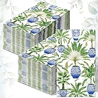 Vista 16 de Jetec 200 servilletas de papel costeras con conchas marinas, toallas de mano de papel para baño, desechables, diseño de estrella de mar azul marino