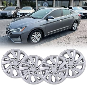 15 Inch Silver Lacquer Hubcaps for 2017-2020 Hyundai Elantra Sedan Steel Wheels, Set of 4 PP Material Wheel Rim Cover, Bolt-On Design Hub Caps - 15 Silver Lacquer 4-Pack