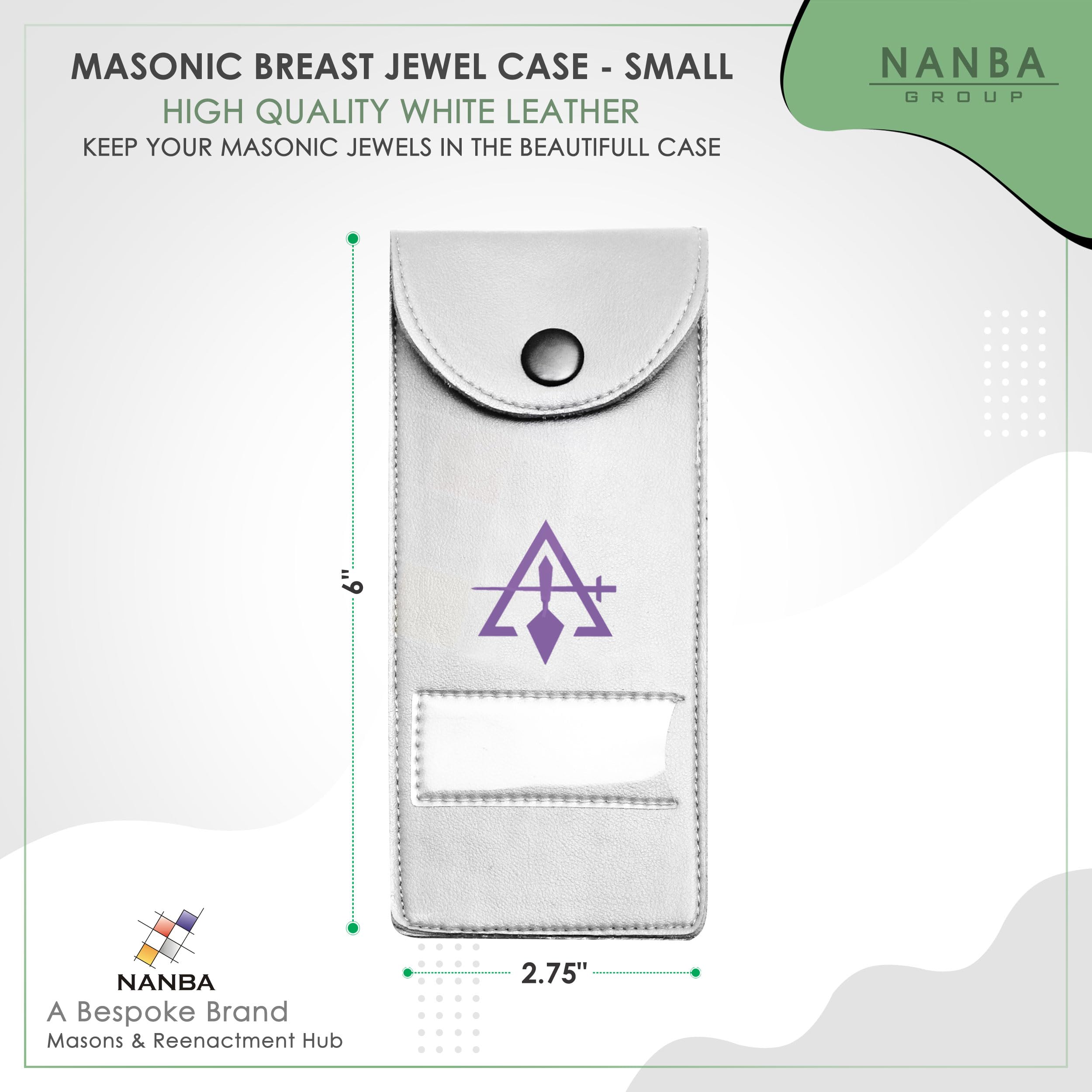 Masonic Regalia Pocket Jewel Holder Case Leather Carry Wallet - Freemason Jewels, Pins & Badges Holder - OR&SM Purple Emblem