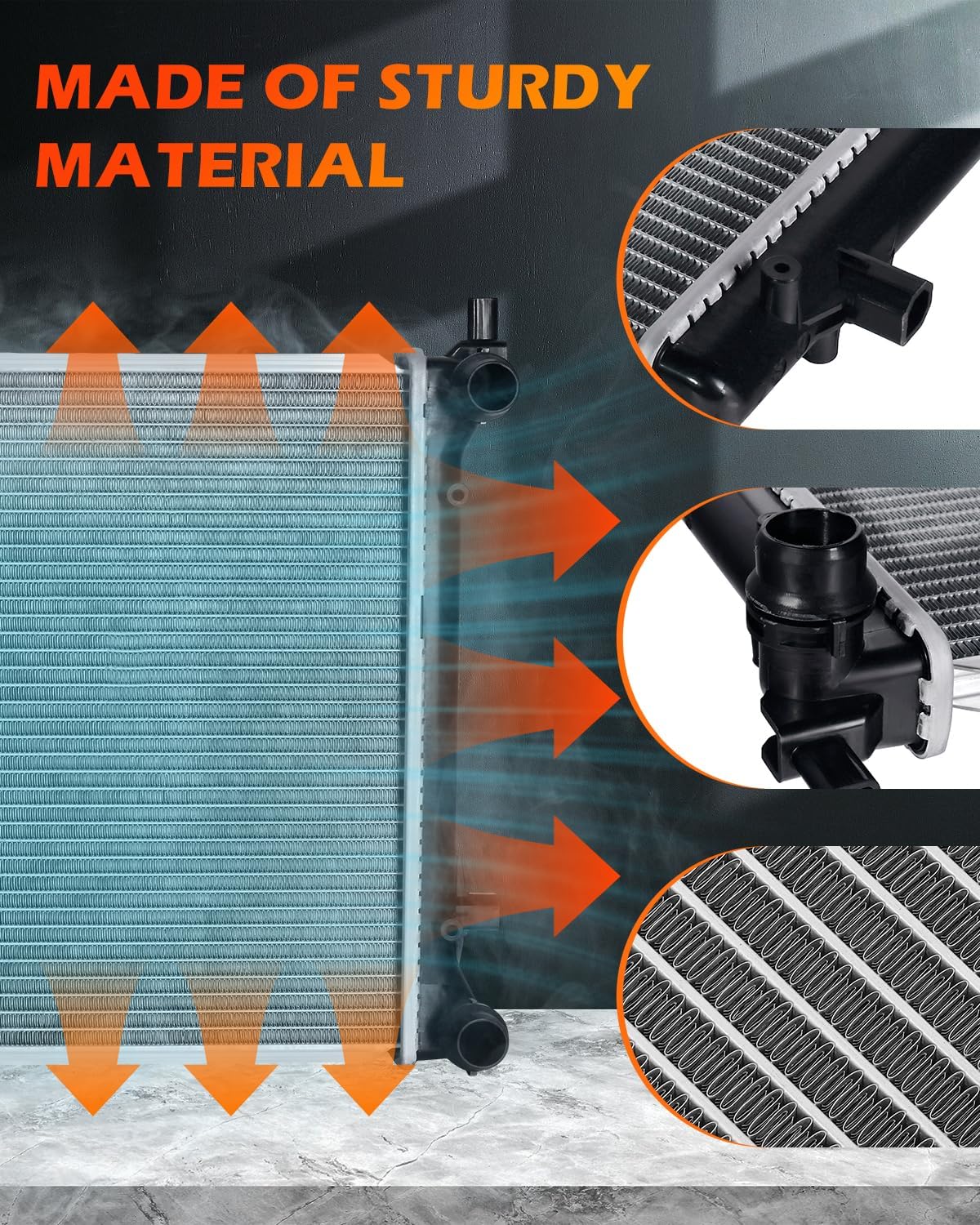 OCPTY Auto Parts Radiator Replacement for 2010-2014 for Volkswagen for Golf 2.5L 2008 for Volkswagen for GTI 2.0L 2005-2010 for Volkswagen for Jetta 2.5L 2006-2009 for Volkswagen for Rabbit 2.5L