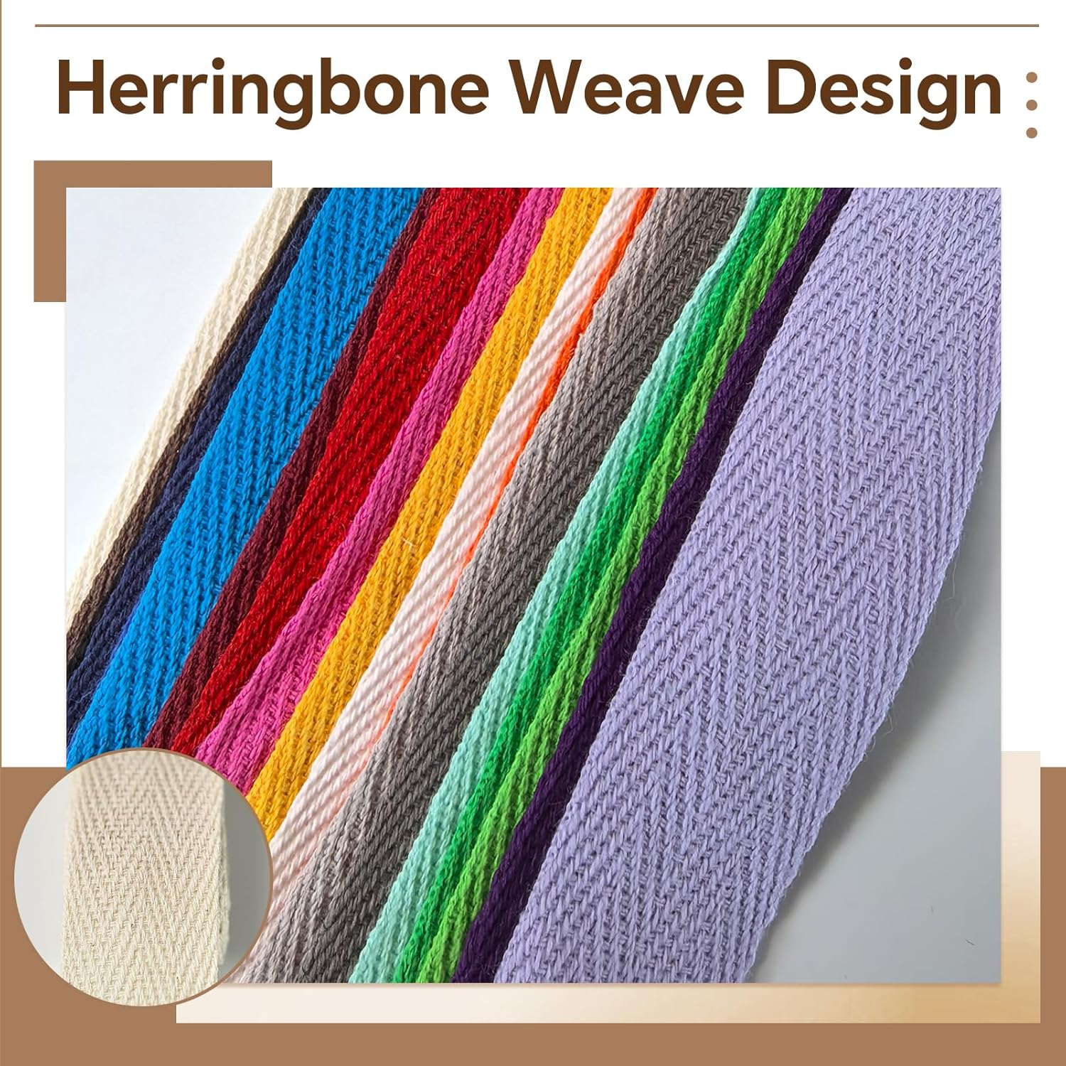 Assorted-Color Natural Cotton Twill Tape- 3/4 inch 80 Yards Soft Herringbone Binding Tape Trim Ribbon for Garment Making,Gift Wrapping & Décor,Bag Handles, Sewing Accessories,DIY Crafts & Projects