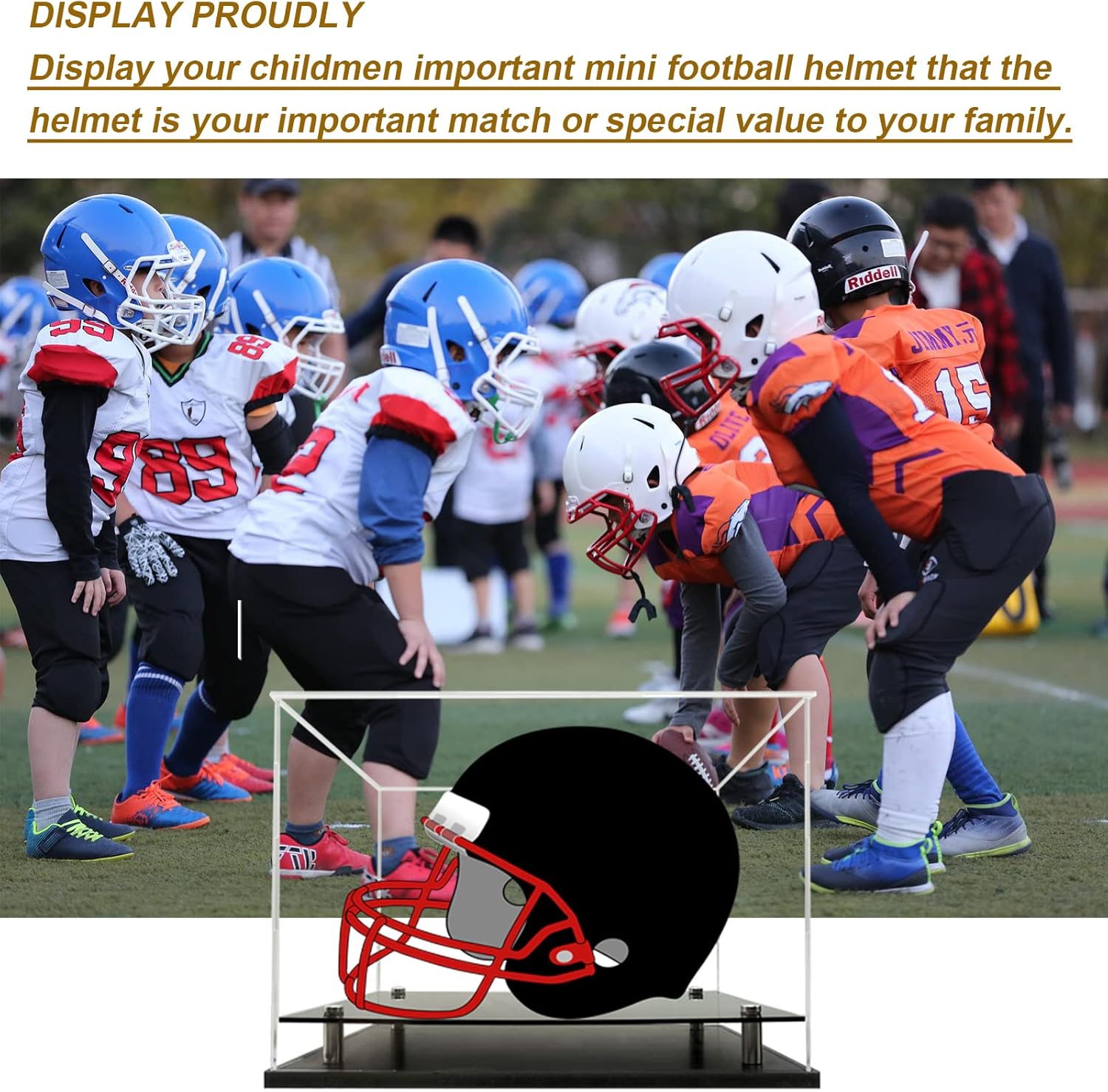Mini Helmet Display Case,Self-Assembly Clear Acrylic Football Mini Helmet Display Box Protection Holder Dustproof Sports Collectibles Storage Showcase
