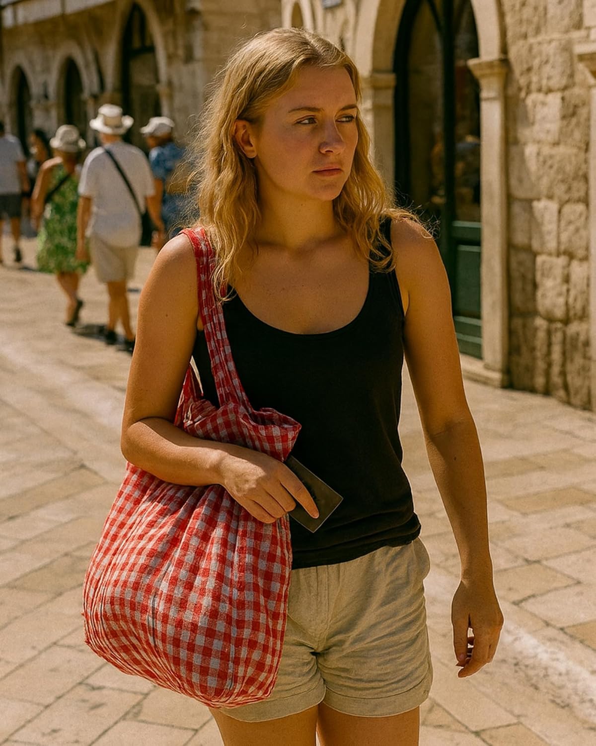 CHUNFO Womens Chic Gingham Totes Classic Black & White Plaid Lightweight Design - Image 8