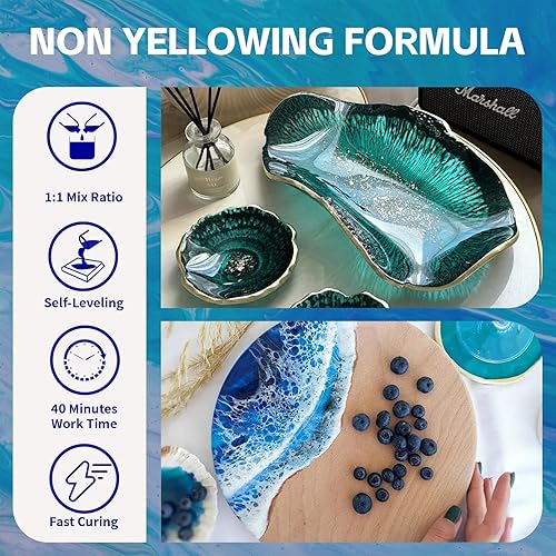 Miniatura 2 de ZYNNORIX - Kit de resina epoxi transparente, fuerte, duradero, no amarillea, sin burbujas, autonivelante, para bricolaje, joyas, mesa, moldes,