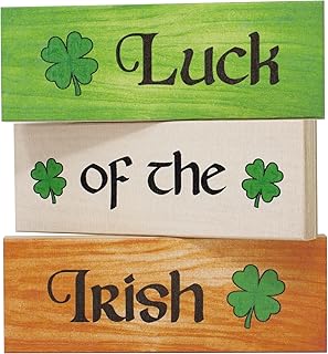 JennyGems St Patricks Day Decorations, Luck of the Irish, St Patricks Day Tiered Tray Decor, 3 Piece Wooden Block Set, Irish Decor, Irish Gifts, Made in USA