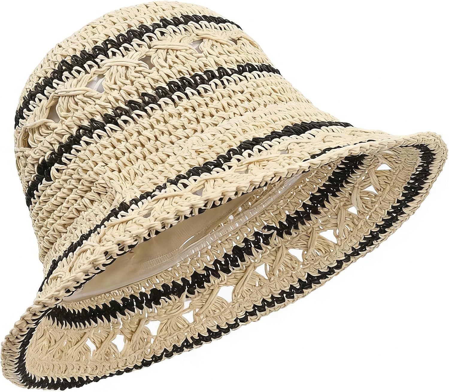 Women’S Casual Foldable Straw Hat Sun Hat Lightweight Breathable Summer Outdoor Beach Travel Bucket Hat