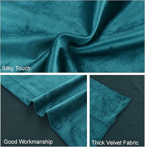 Miniatura 274 de Cortinas de terciopelo JIUZHEN, cortinas opacas suaves de terciopelo retro para dormitorio, cortinas elegantes con reducción de ruido y Rosa