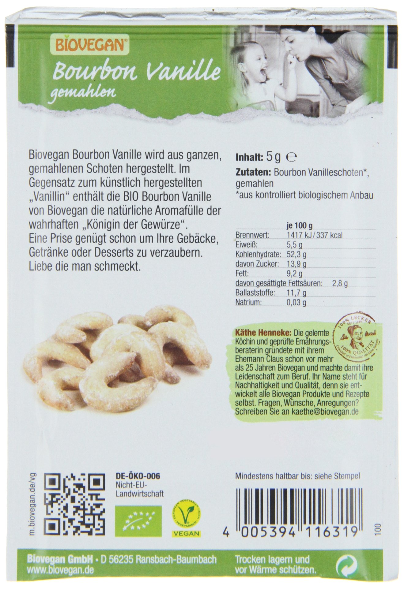 Bio Vegan Vanille, gemahlen 5g Bio Backzutat, 20er Pack (20 x 5 g)