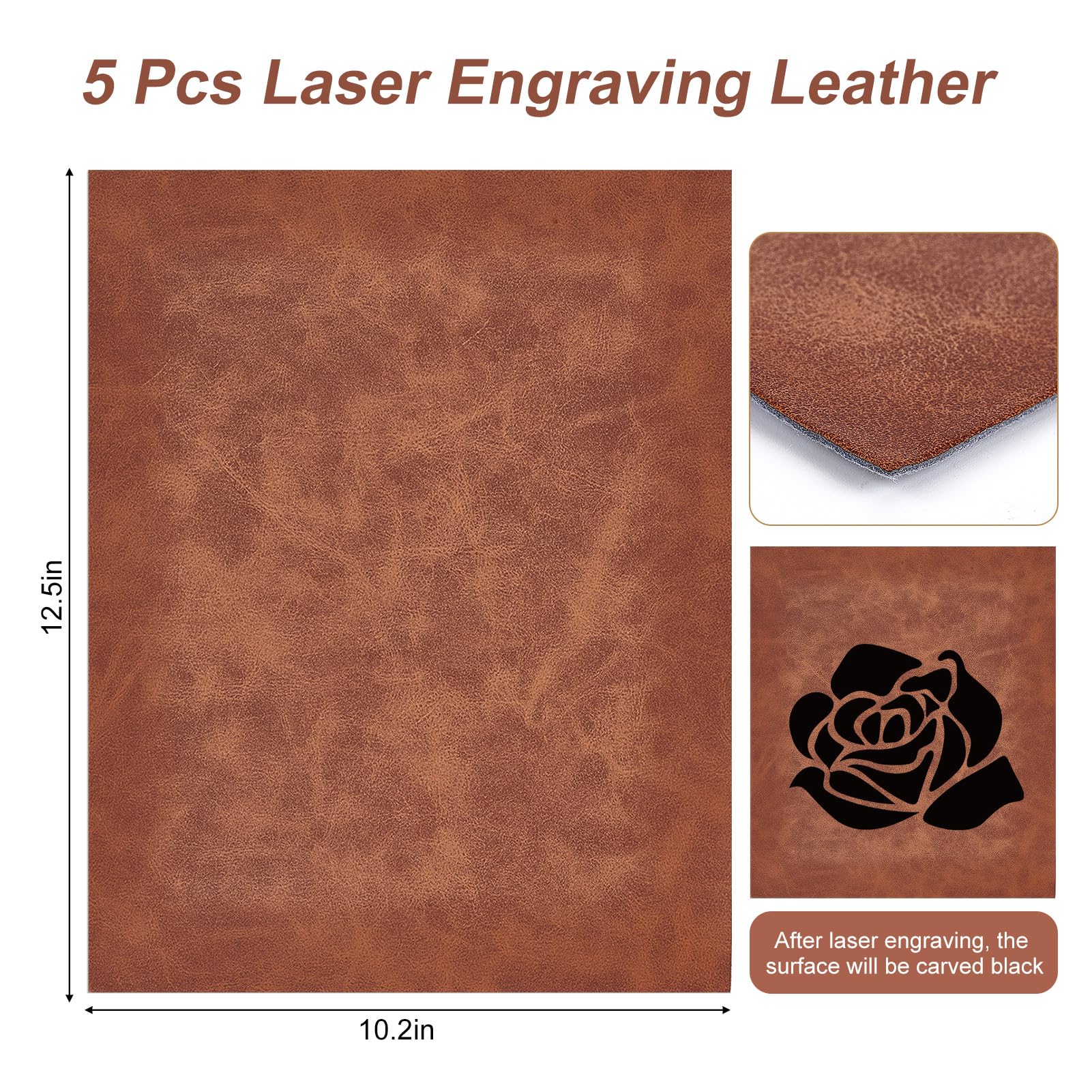 AHANDMAKER 5 Fogli In Similpelle Laserabile – 9.8x11.8 Pollici, Colore Terra Di Siena, Per Incisione E Artigianato