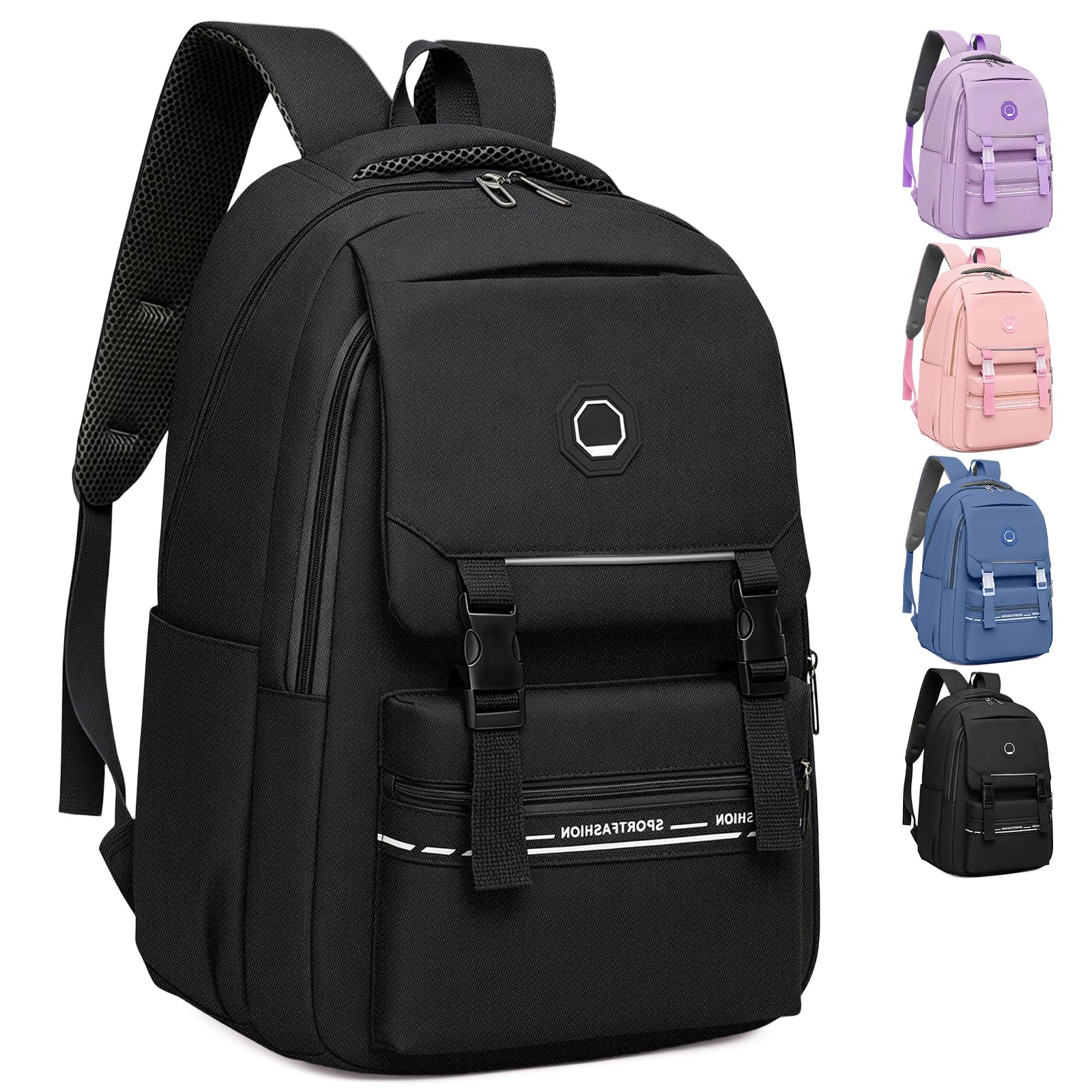 Mochila Escolar Adolescente Para Niño Niña (Negro)