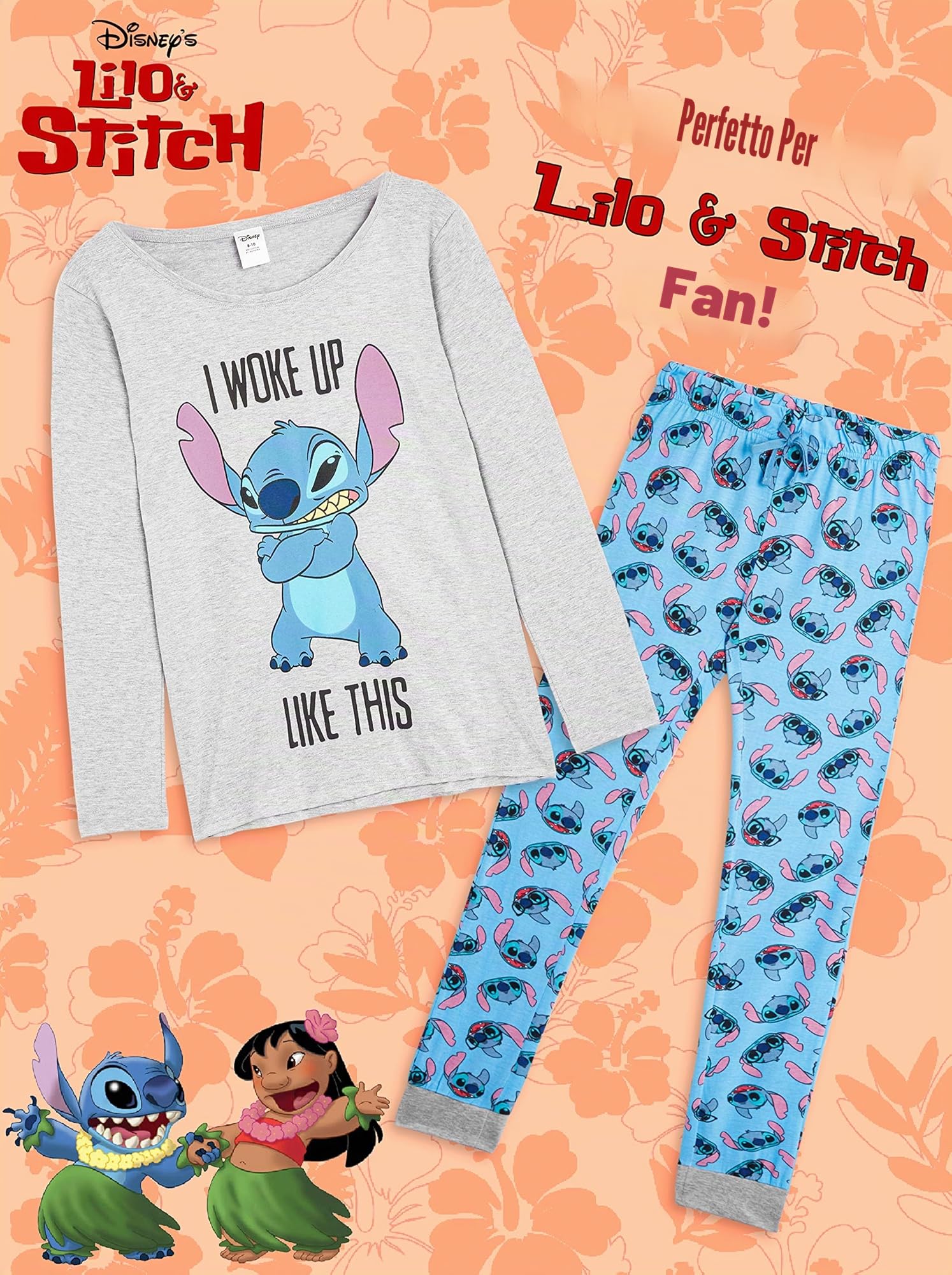 Disney Pigiama Donna - Pigiama Stitch Pigiami Donna Cotone S-2XL Stitch Gadget Regalo