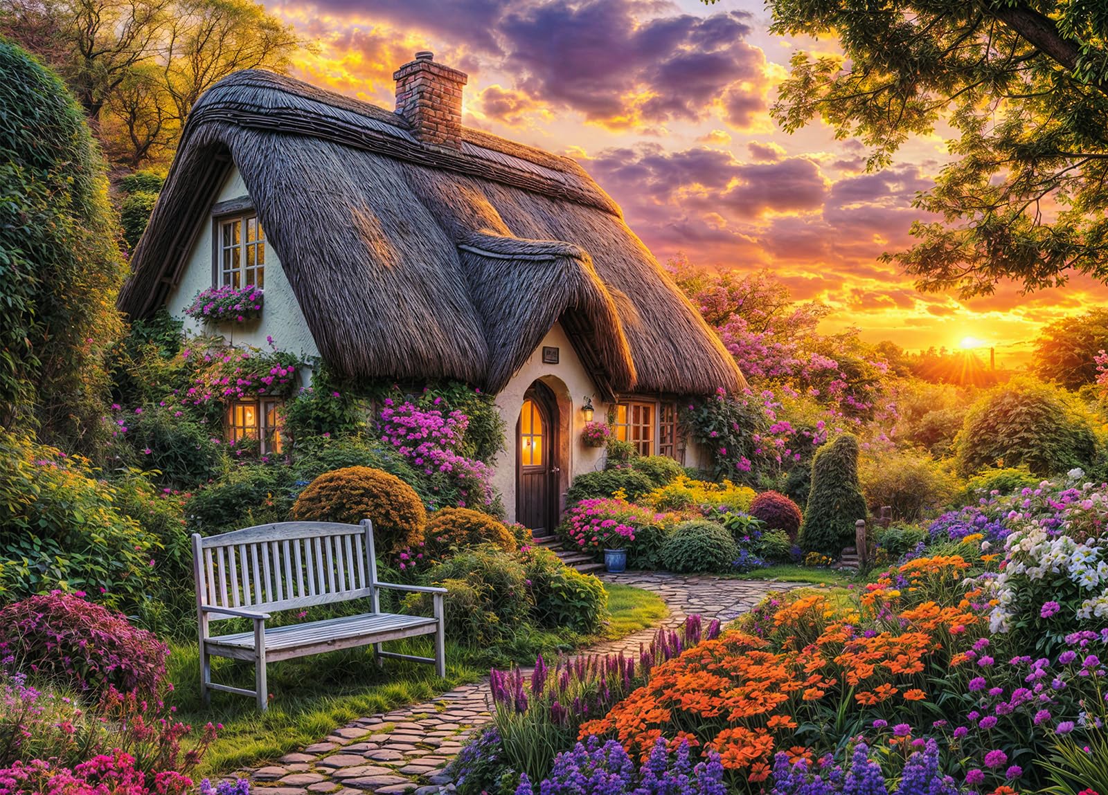 Cottage Life Jigsaw Puzzles for Adults 1000 Piece Country Life Jigsaws 1000 Pieces for Adults