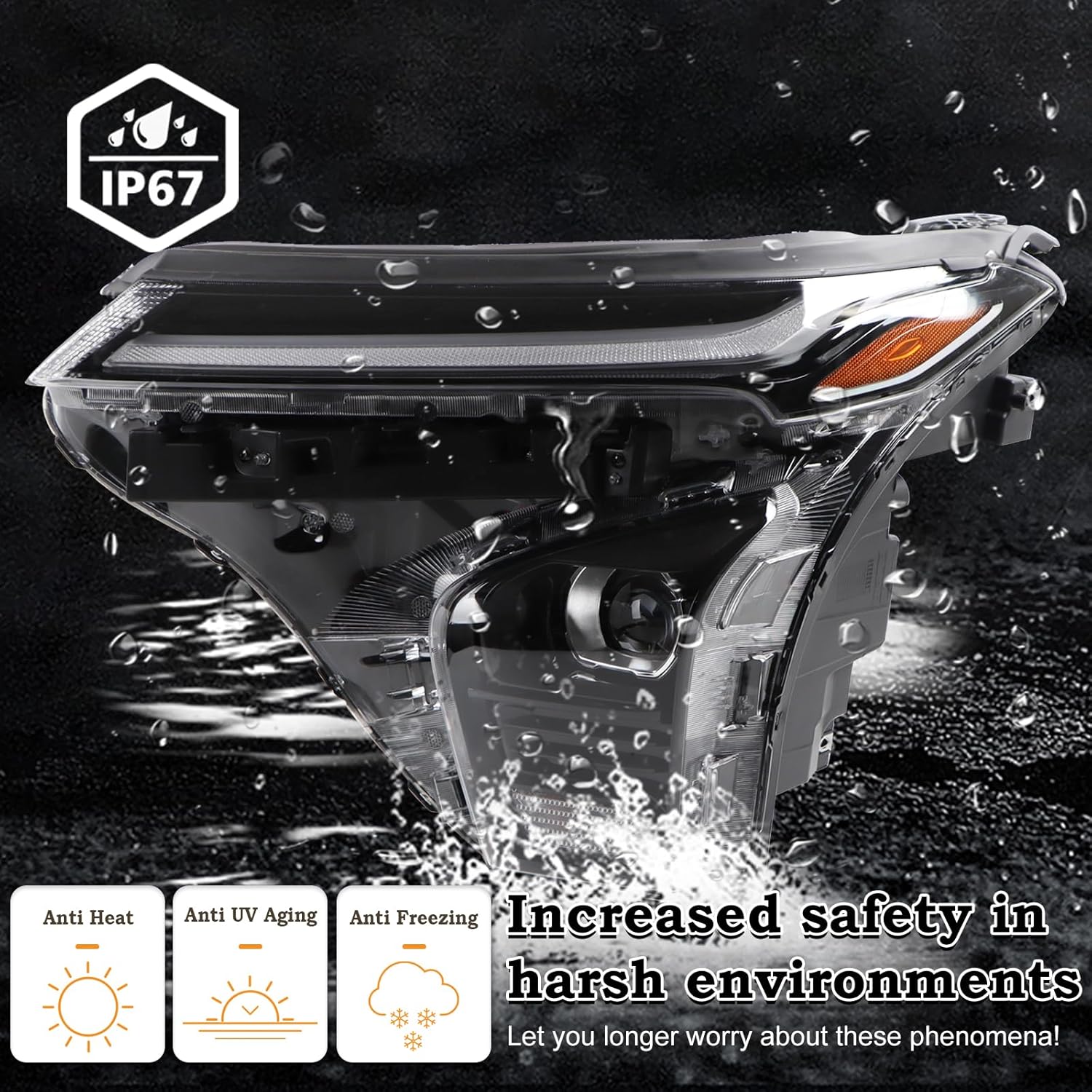 LH W/LED DRL Projector Headlight Fit for 2024 2025 Chevy Trax LT/2RS/Activ Headlamp Assembly Full LED Chevrolet W/Module Left Driver Side 42876952 42865174