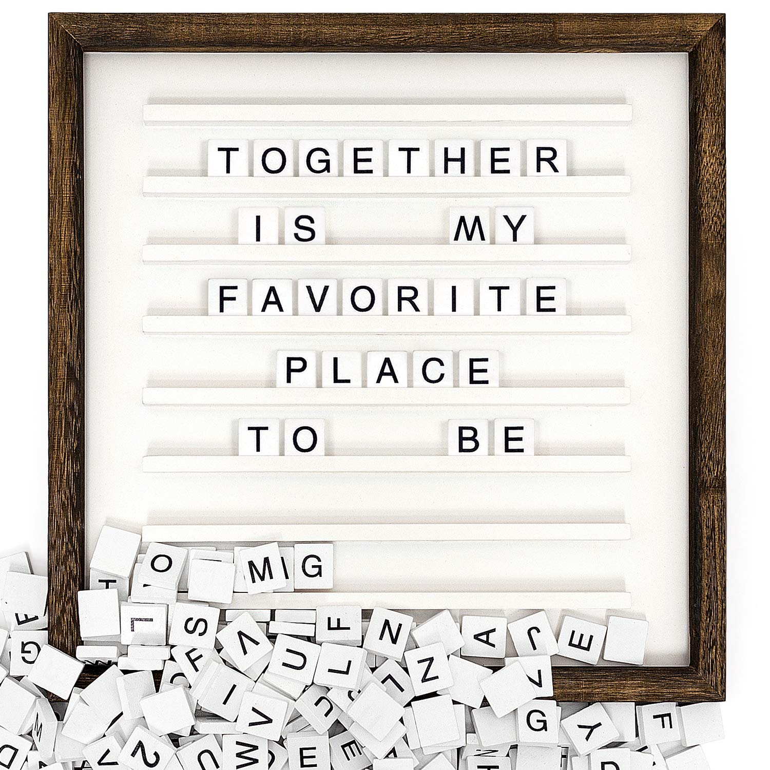 Buy Mkono Letter Board with Letters and Numbers Wood Sign Board 12 x 12 Inches Changeable