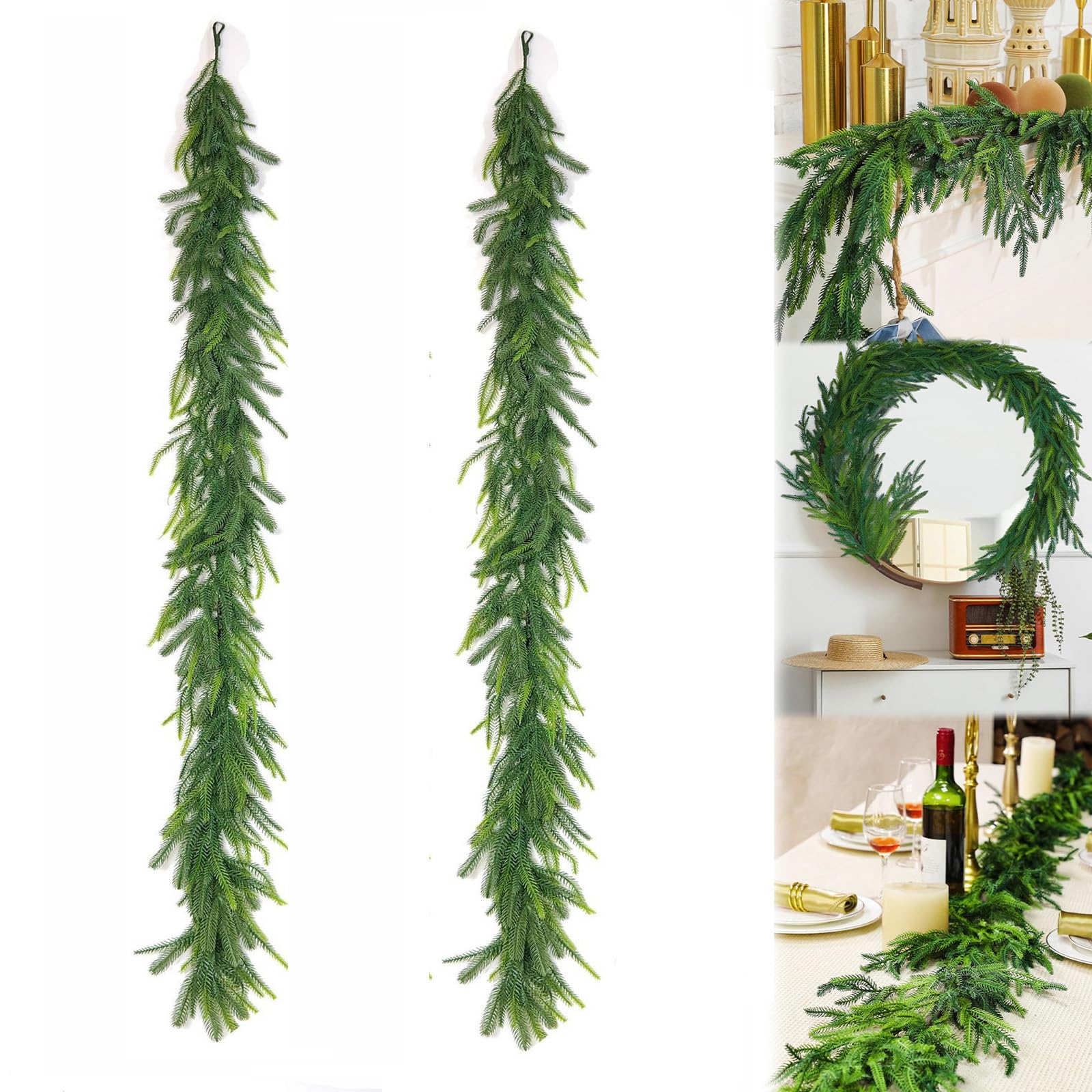 Künstliche Norfolk-Kiefer-Girlanden 180 Cm - Realistisch, Für Weihnachten Drinnen & Draußen - 2 Stück