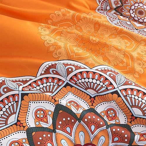 Miniatura 5 de Wake In Cloud - Juego de edredón bohemio, estampado de elementos florales ornamentados boho chic para hombres y mujeres, ropa de cama suave y