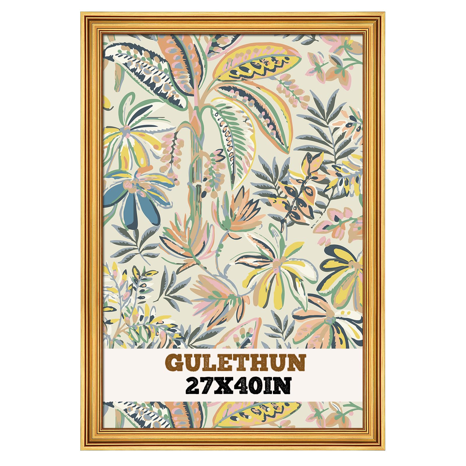 Photo 1 of ***BROKEN FRAME***GULETHUN 27x40 Frame, Transitional Modern Design Picture Frames, 27 by 40 Rustic Poster Frame for Home Decor, Gold Vintage Photo Frame, Horizontal or Vertical Display, Choose Size & Color