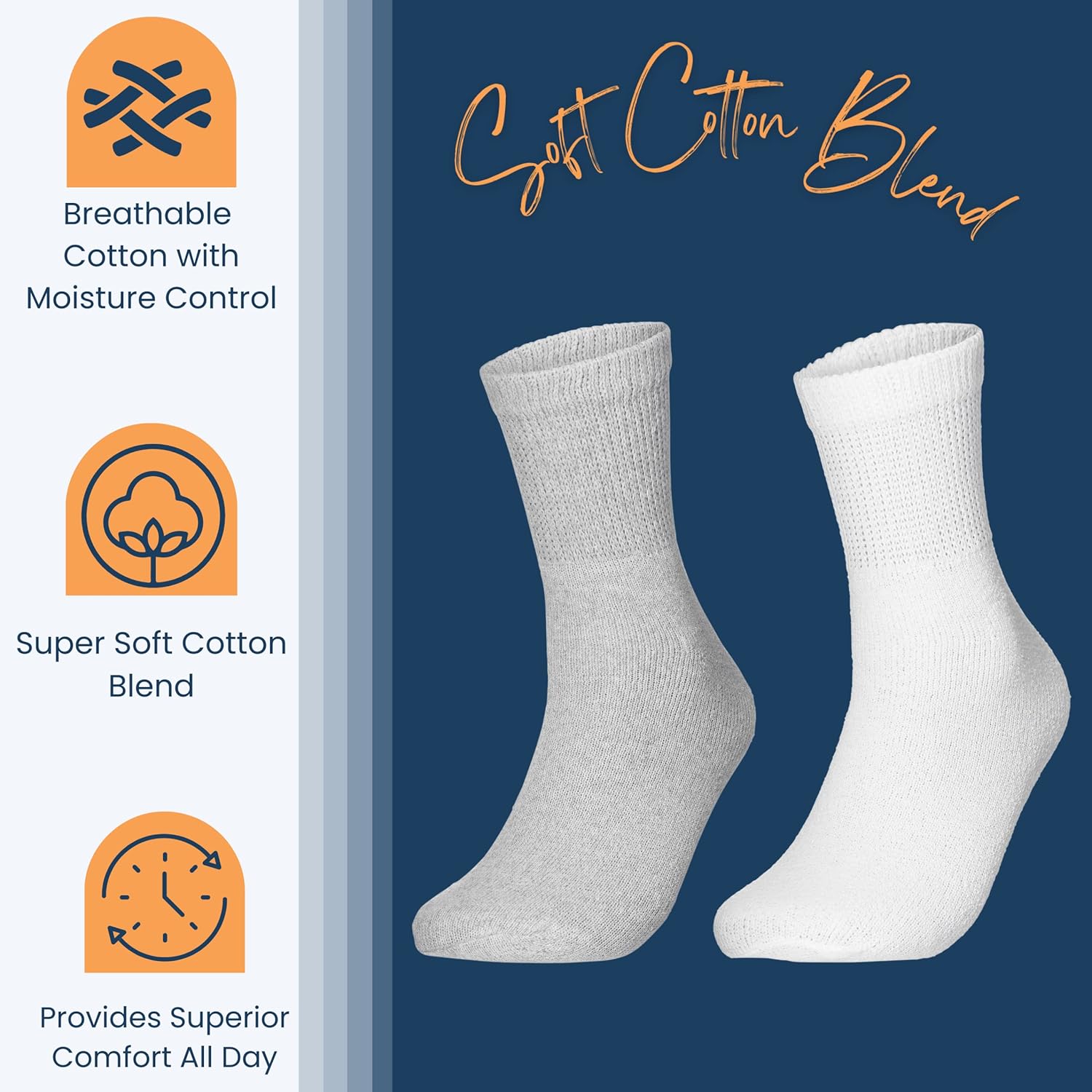 Special Essentials Diabetic Socks for Men & Women – 12 Pairs of Non-Binding Moisture-Wicking Neuropathy Socks – Ankle Length - Image 4