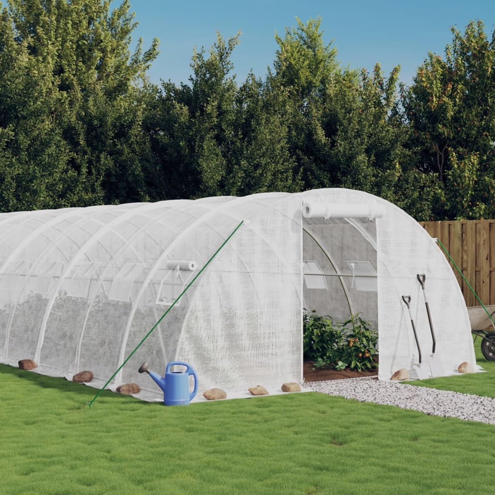 ShGaxin Szklarnia z białą stalową ramą 48 m² 12 x 4 x 2 m, szklarnia ogrodowa, szklarnia ogrodowa, szklarnia ogrodnicza, szklarnia ogrodnicza-3188076