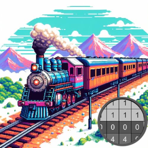 Trains Pixel Art - Paint by Number, Sandbox Coloring Pages
