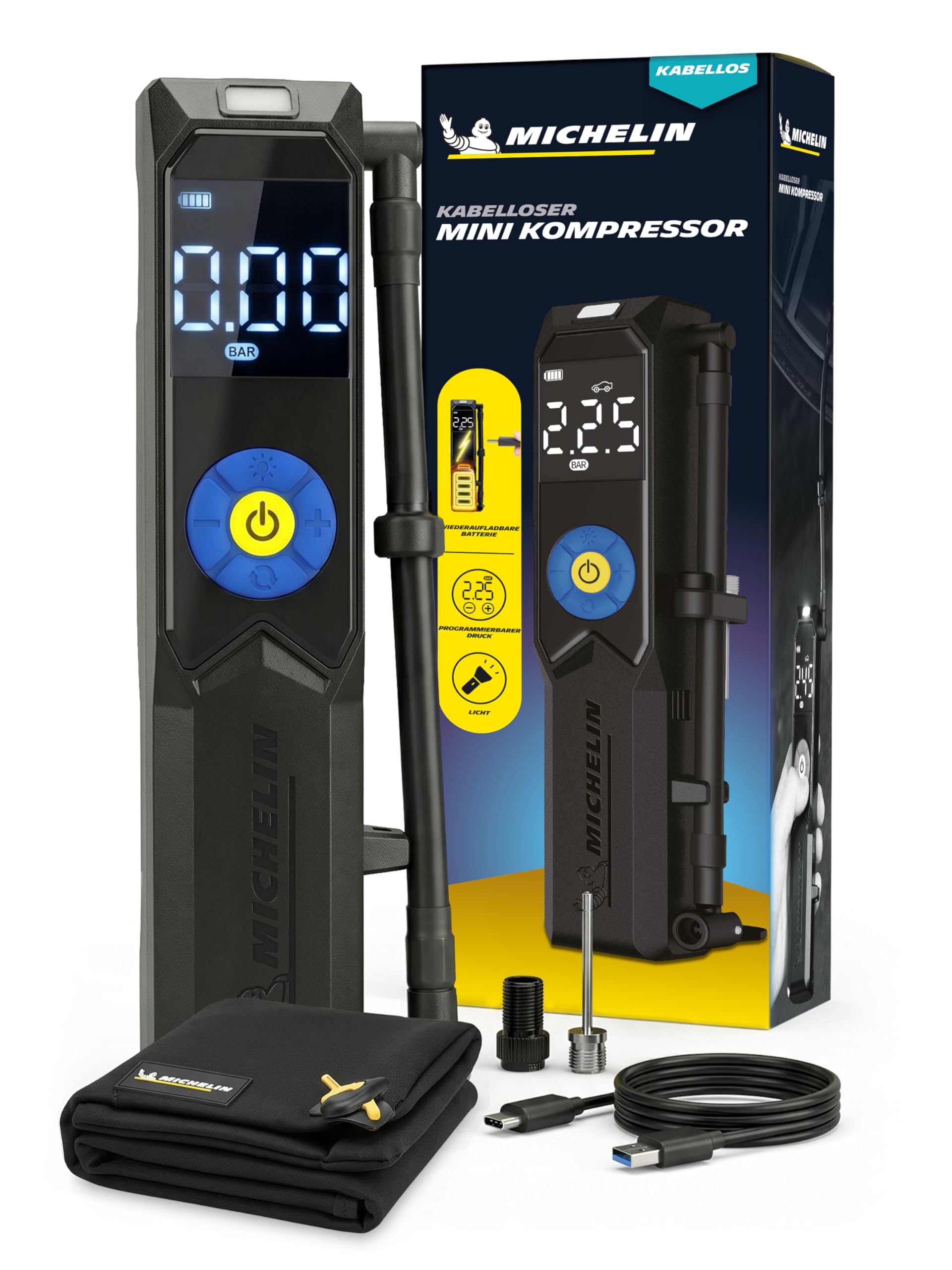MICHELIN Air Power Mini 2 Li-Ionen Akku Mini-Kompressor kabellos 9,9 bar