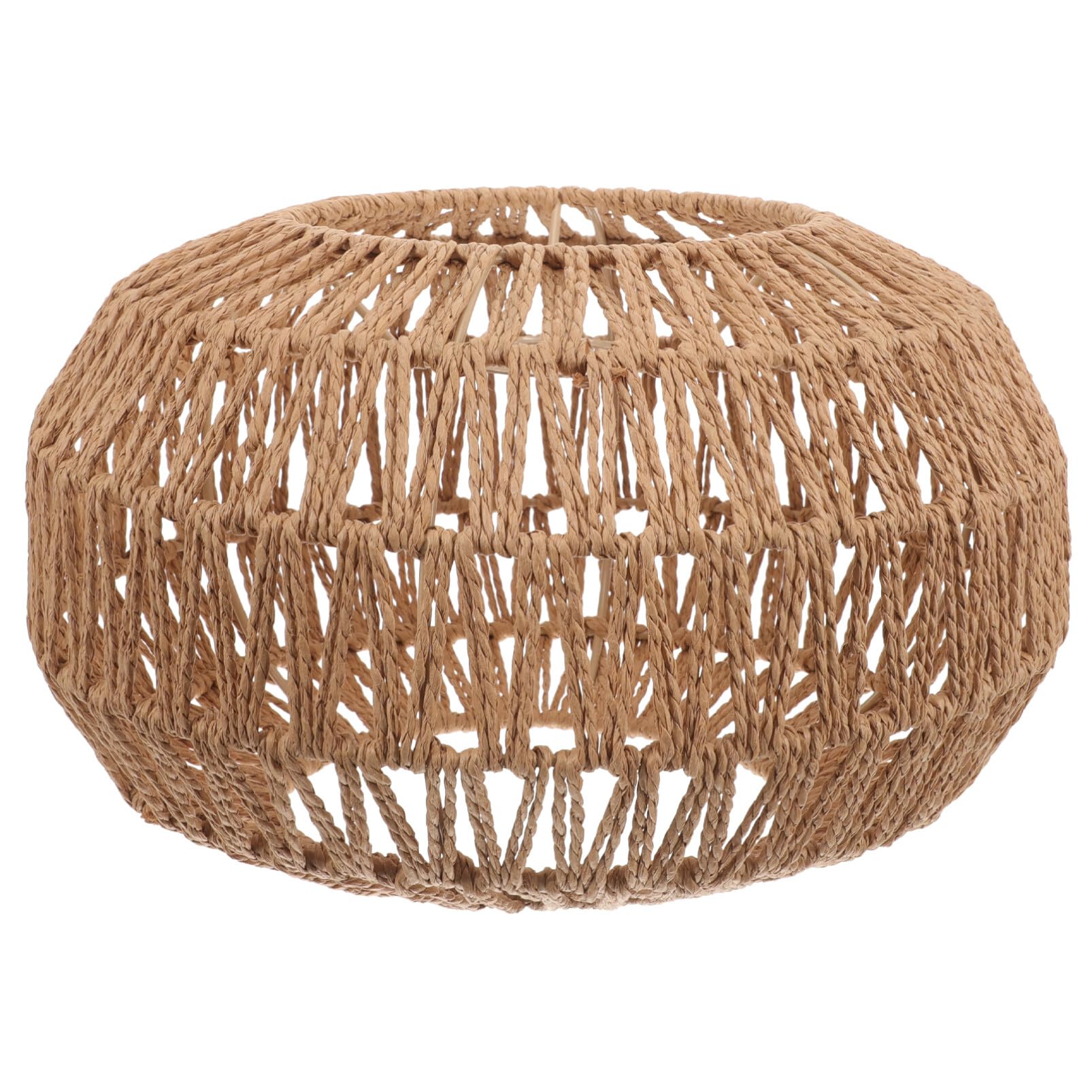 Paralume Vintage Tessuto a Mano in Corda di Carta e Metallo, Protezione Lampada Sicura Foro da 15cm, per Lampadina Standard E27, per Soggiorno e Ristorante