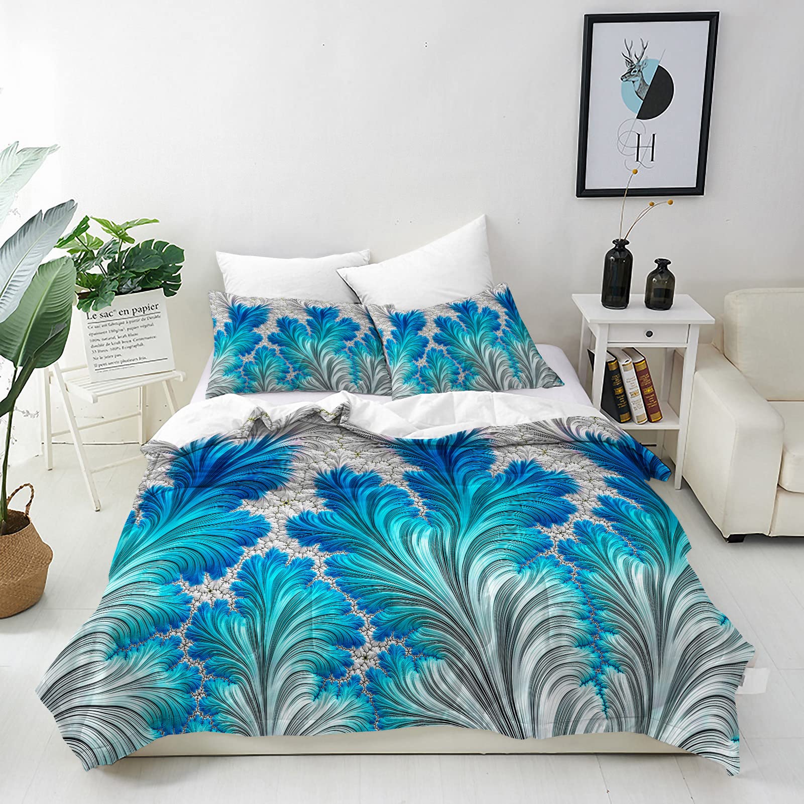 ANHOPE Abstract Duvet Cover Set Soft Comforter Cover Fluid Wave Geometric Print Pattern 3 Piece Bedding Set with Pillowcase All Season Decor Quilt Cover with Zipper for Kids Adults Double โ image 1