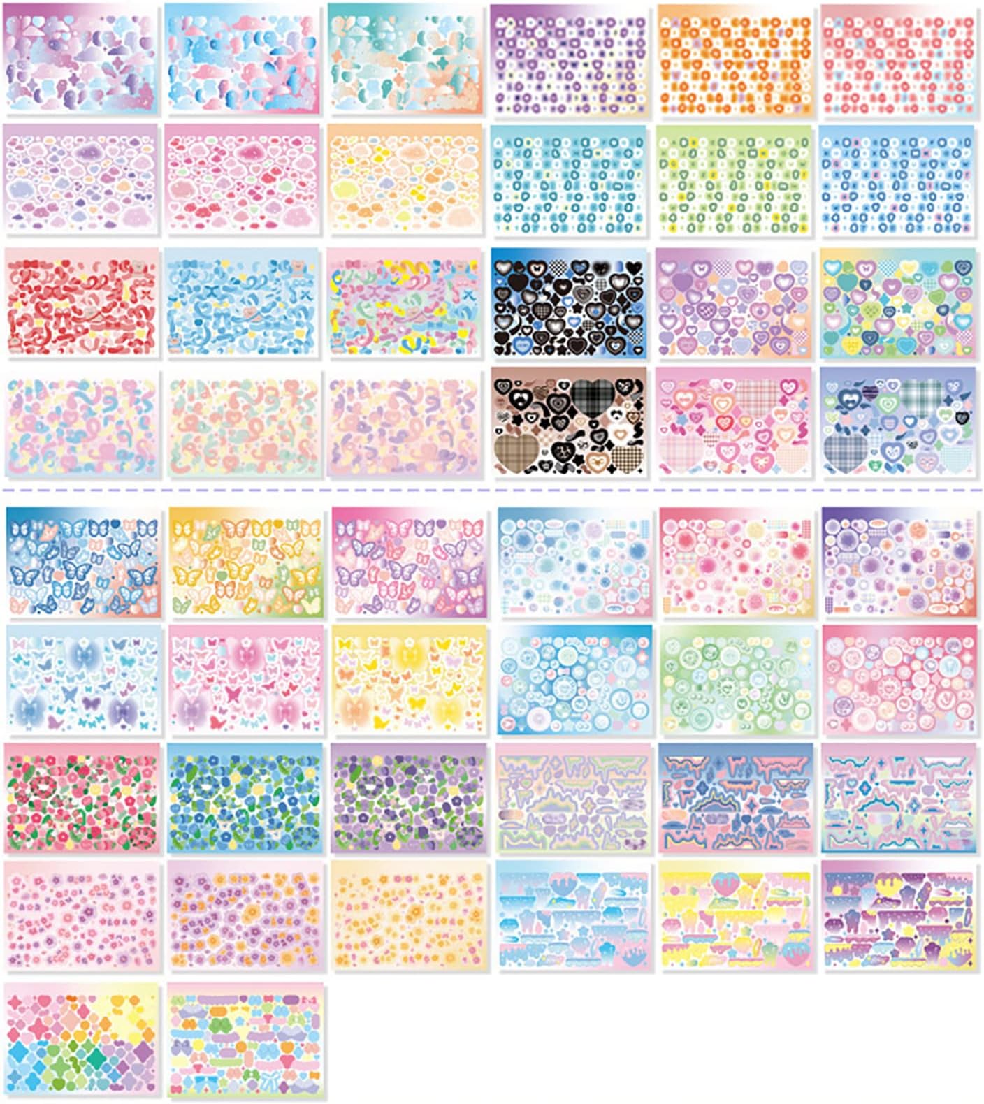 50 Sheets Sticker Book, Self Adhesive Laser Love Cute Small Stickers for Arts Craft Greeting Cards Scrapbook Home Decoration DIY Deco Stickers(B)