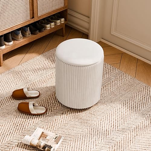 Miniatura 6 de Juego de 2 otomanas otomanas con almacenamiento, otomana de almacenamiento de terciopelo, taburete tapizado de esponja, soporte de 300 libras, mesa