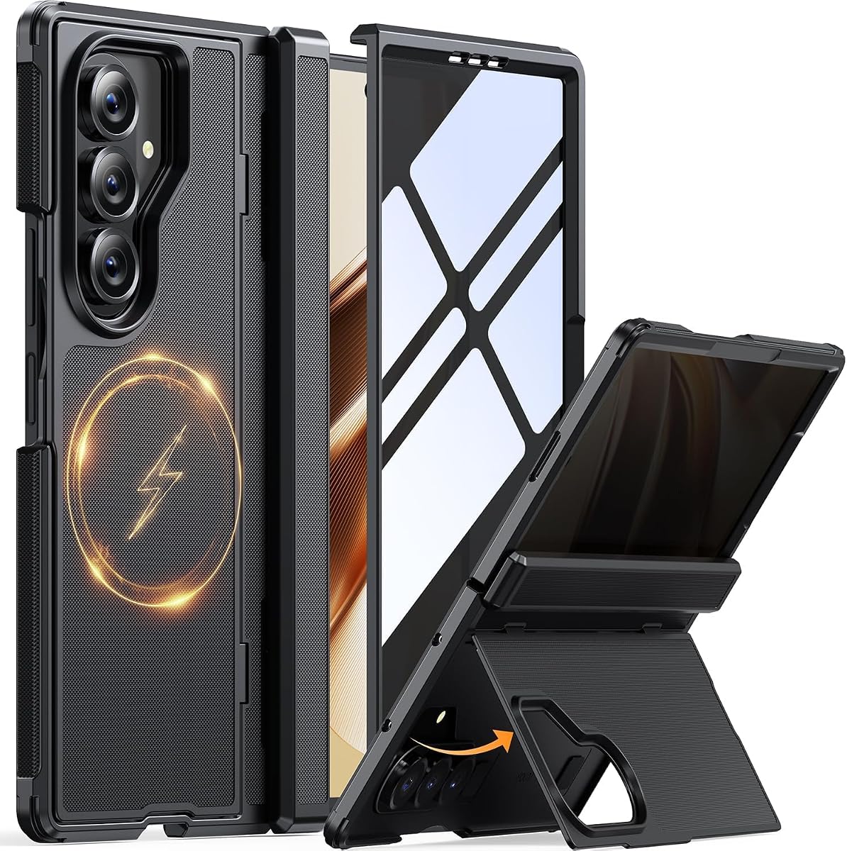 JUESHITUO for Z Fold 8 Ultra Case with Privacy Screen Protector, Black