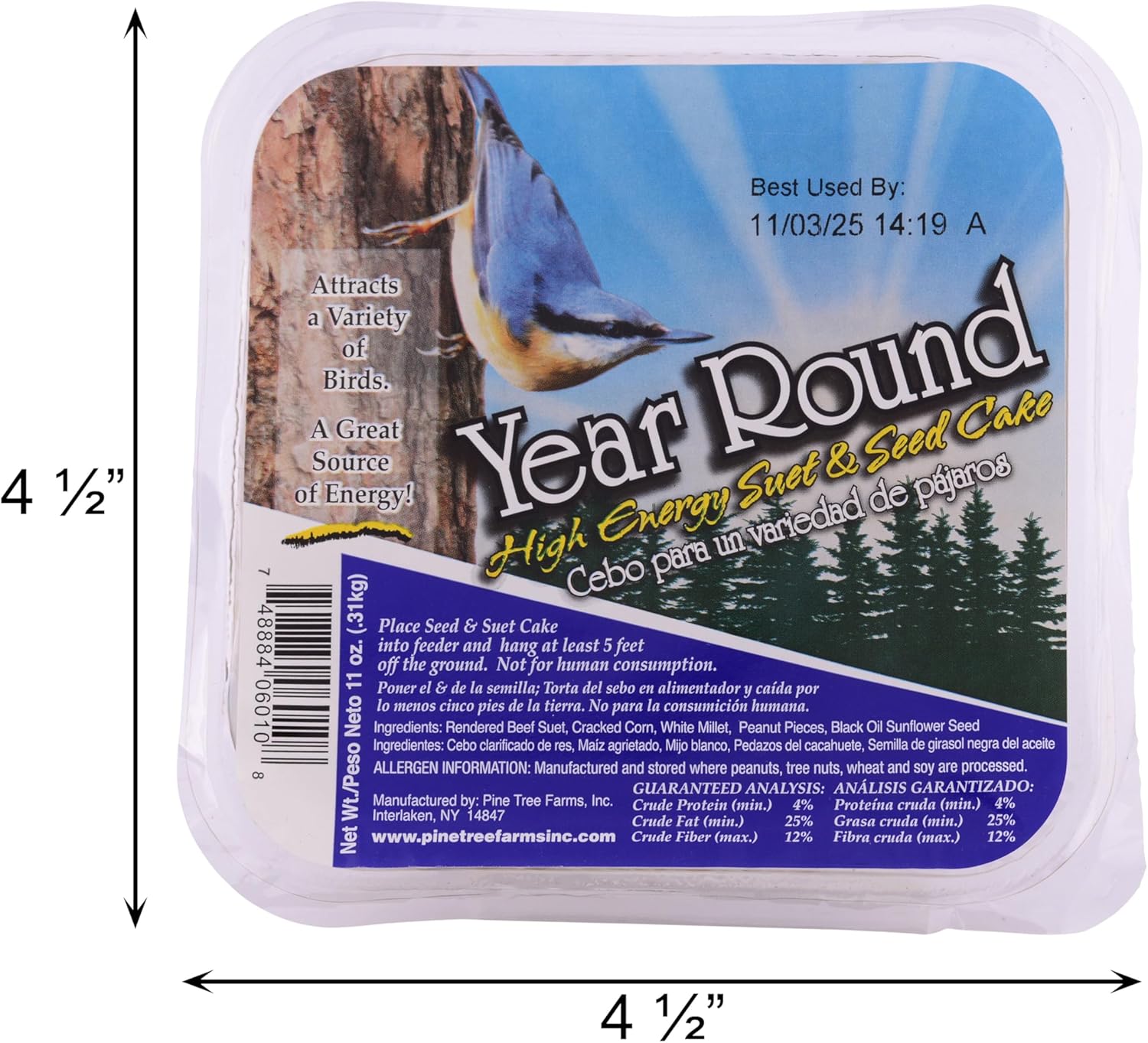 Pine Tree Year Round Hi-Energy Suet Cakes, 11 oz., 24 Pack