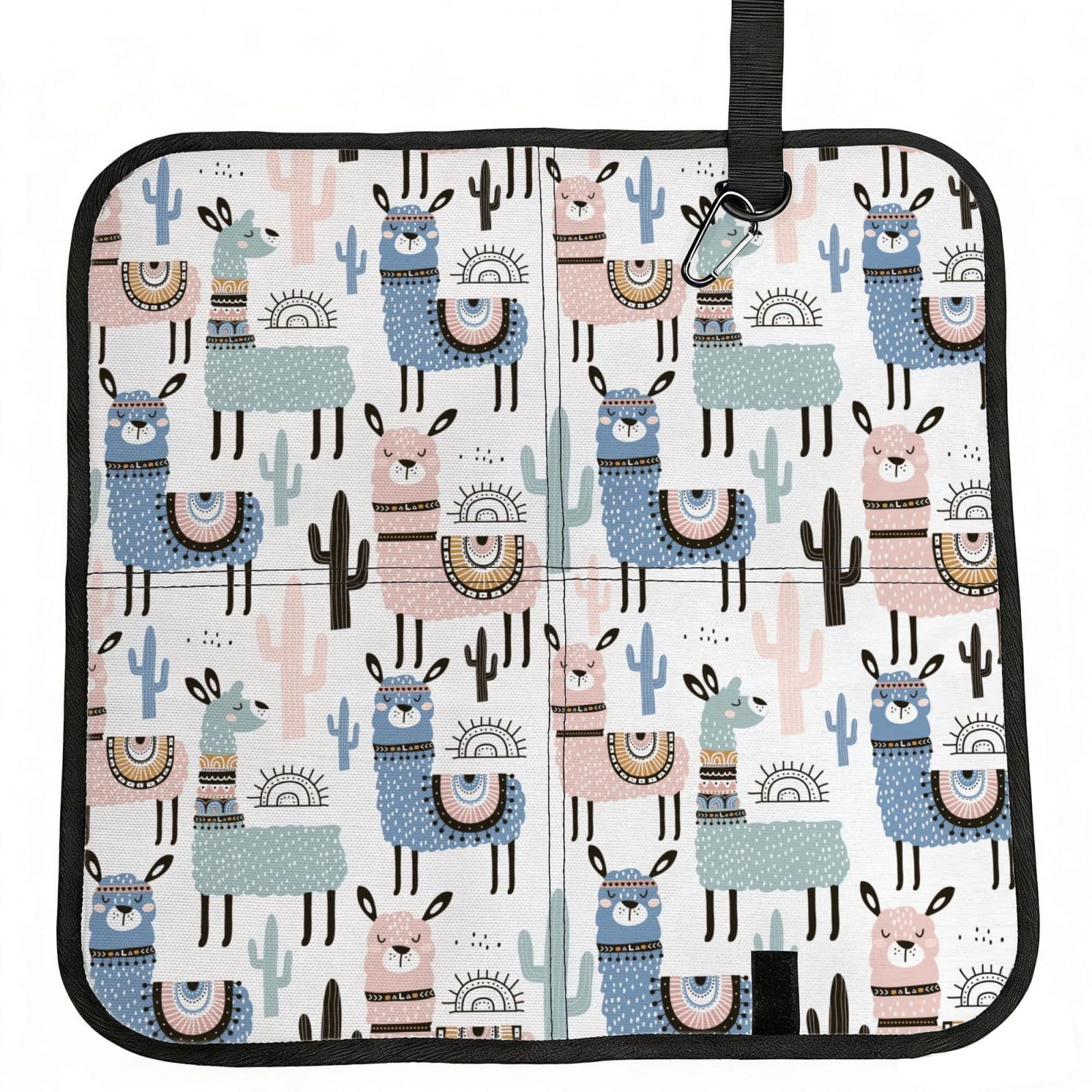 OKFSTY Llama Alpaca Cactus Print Fold Away Seat Cushion Portable Outdoor Pad Polyester Bleacher Bench Mat Travel Picnic Pad