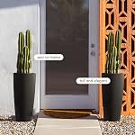 Veradek Mason Series Vega Planter - Planter rond pour porch/patio intérieur ou extérieur en plastique avec trous de drainage.Décor moderne pour, Fleurs, Plantes intérieures
