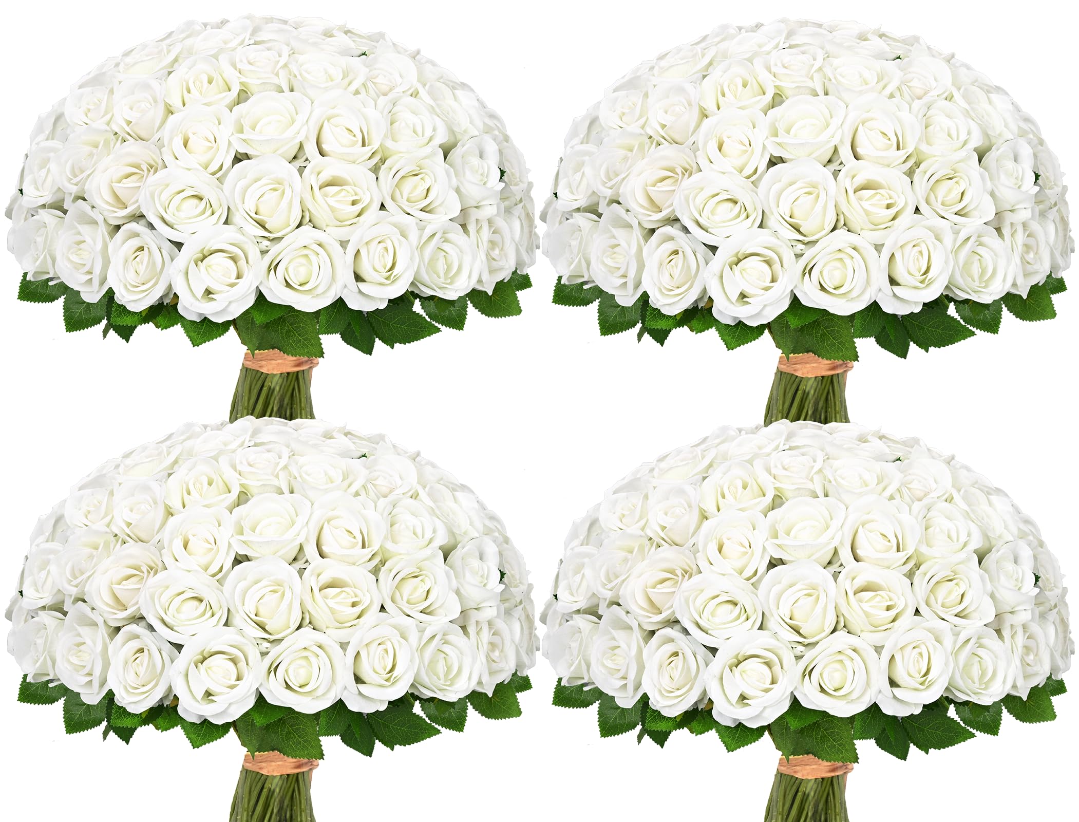 Photo 1 of [PINK] [STOCK PHOTOT FOR REFERENCE] Waipfaru 100 Pcs White Roses Artificial Flowers Bulk, Real Touch Velvet Roses with Wrapping Paper, Fake Flowers for Wedding Centerpieces Bridal Bouquet Valentines Mothers Day Decor