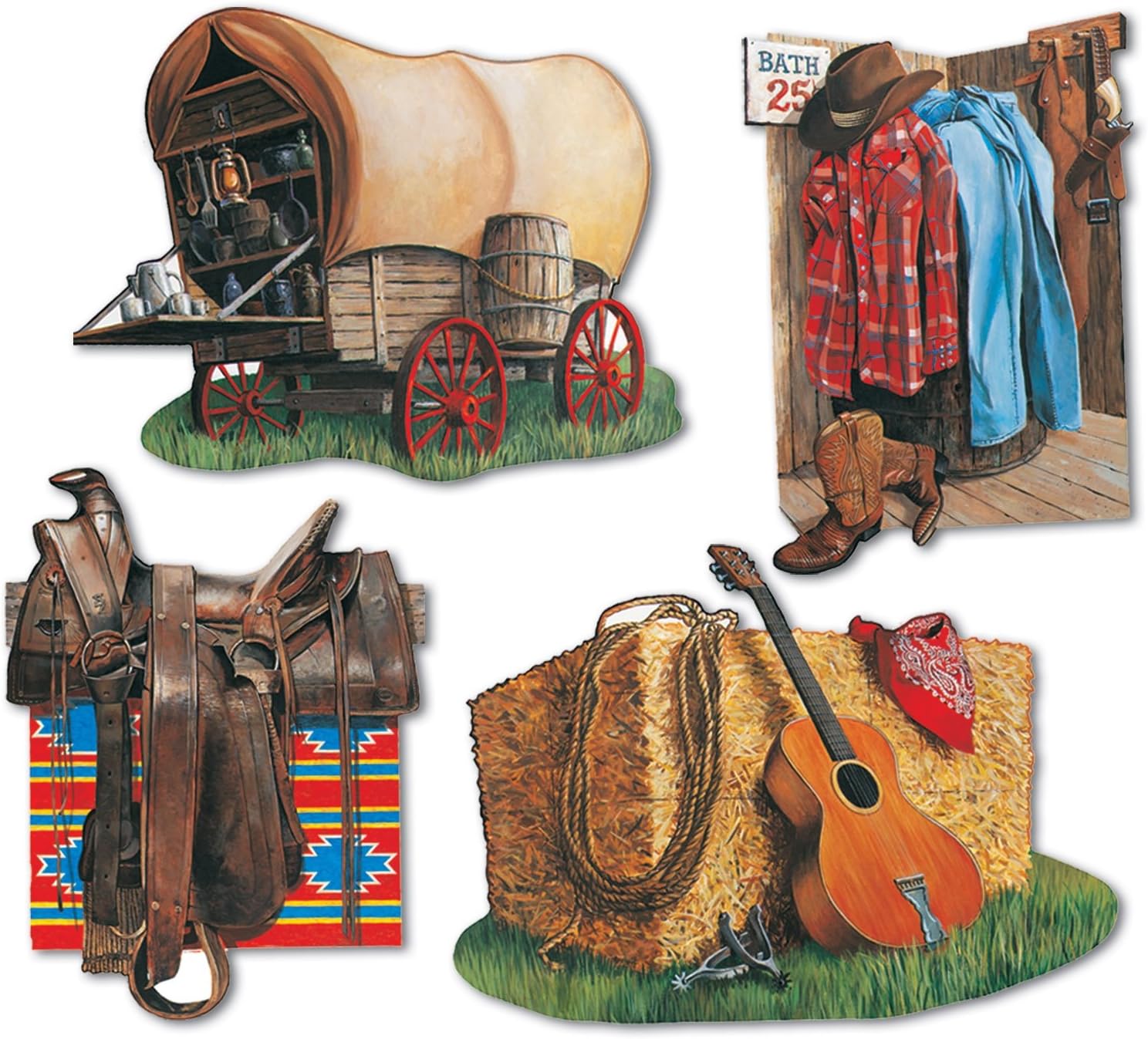 Beistle 4 Piece Wild West Cowboy Cut Outs Western Theme Party Decorations Birthday Party Supplies