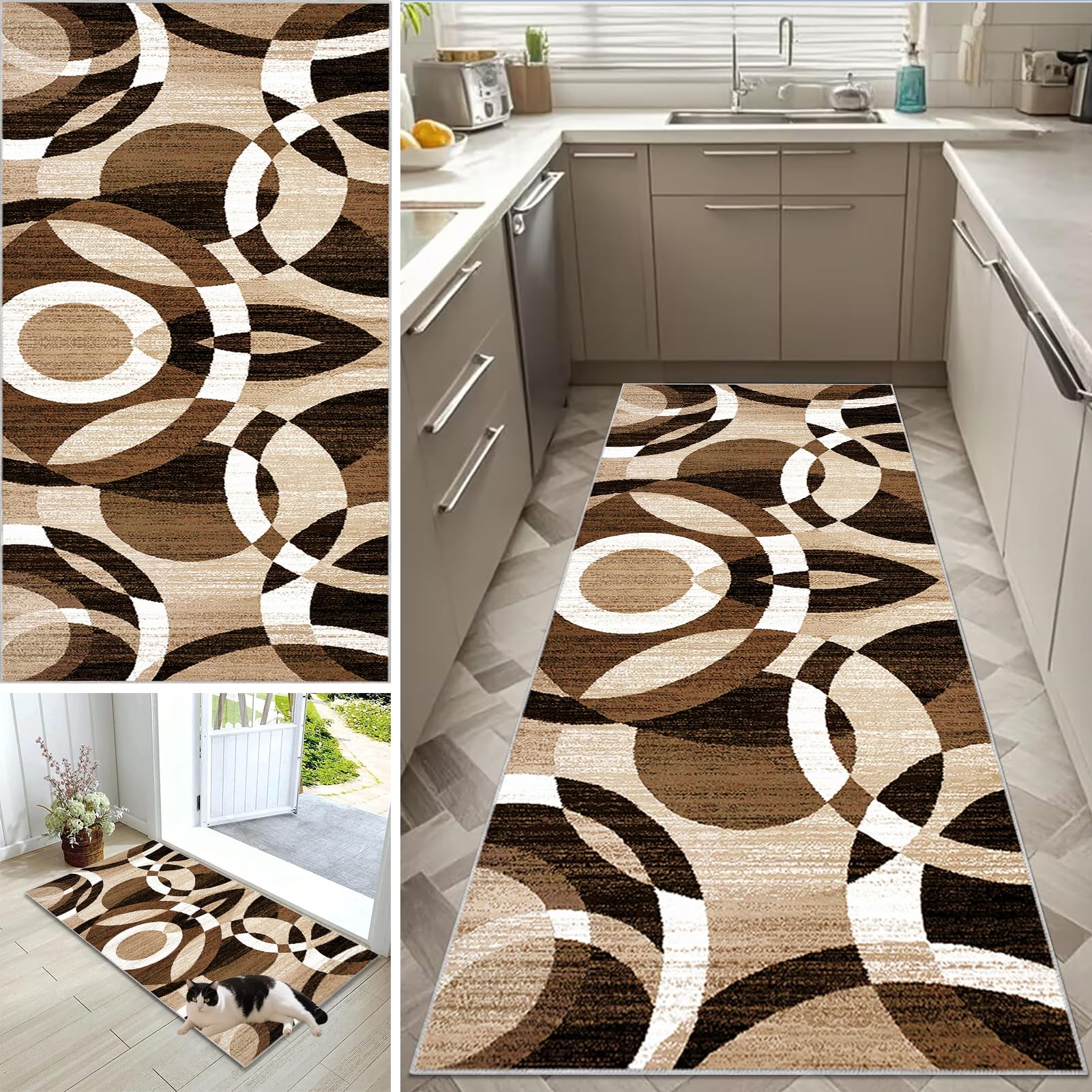 Alfombra entrada interior lavable y corredor de pasillo para cocina o dormitorio