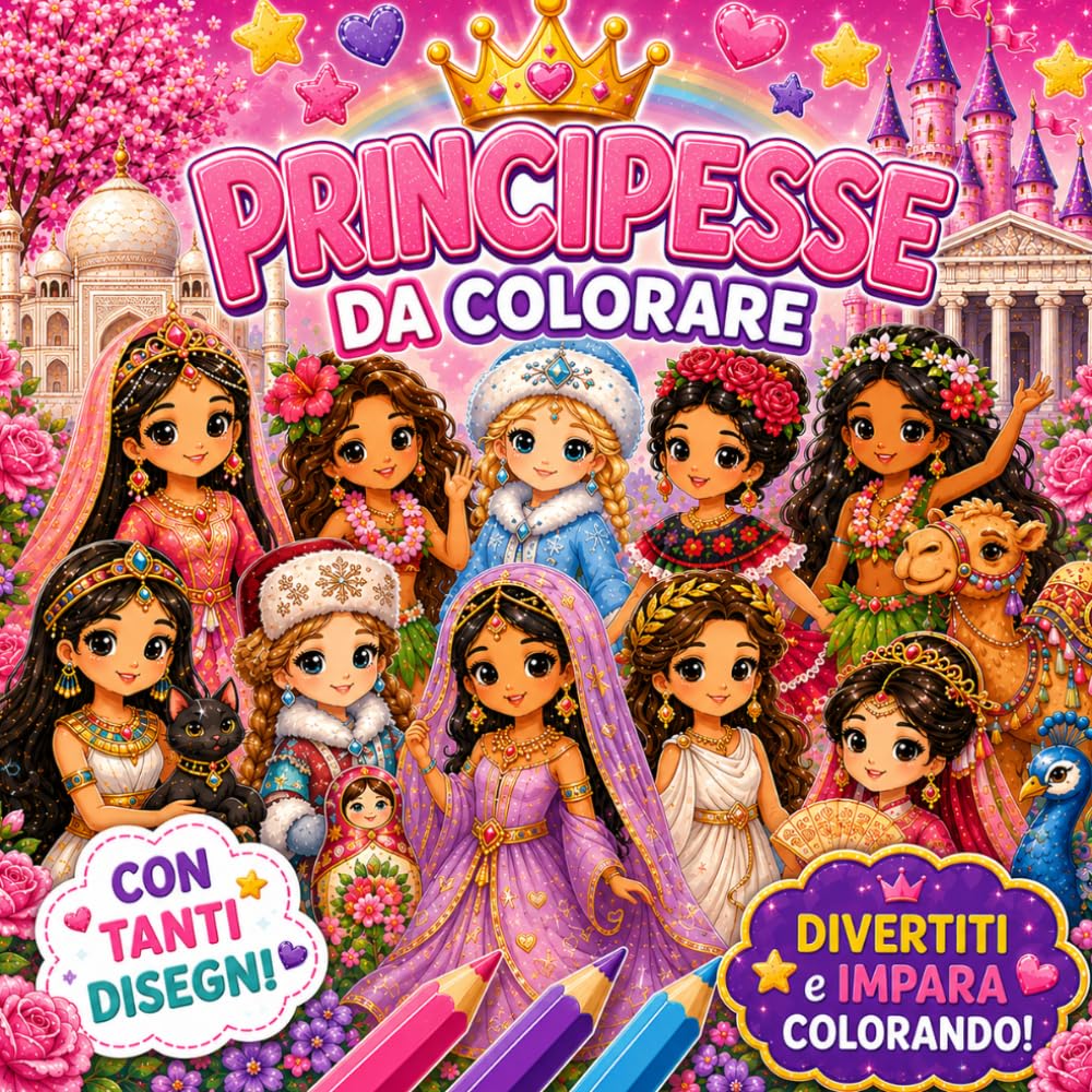 Principesse da colorare: Divertiti e Impara Colorando