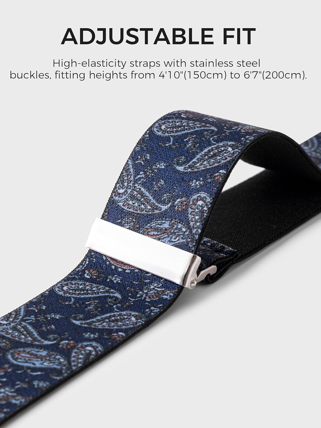 Suspenders for Men with Clip & 6 Buttons 1.4in Y-Shape Stainless Steel - Image 4