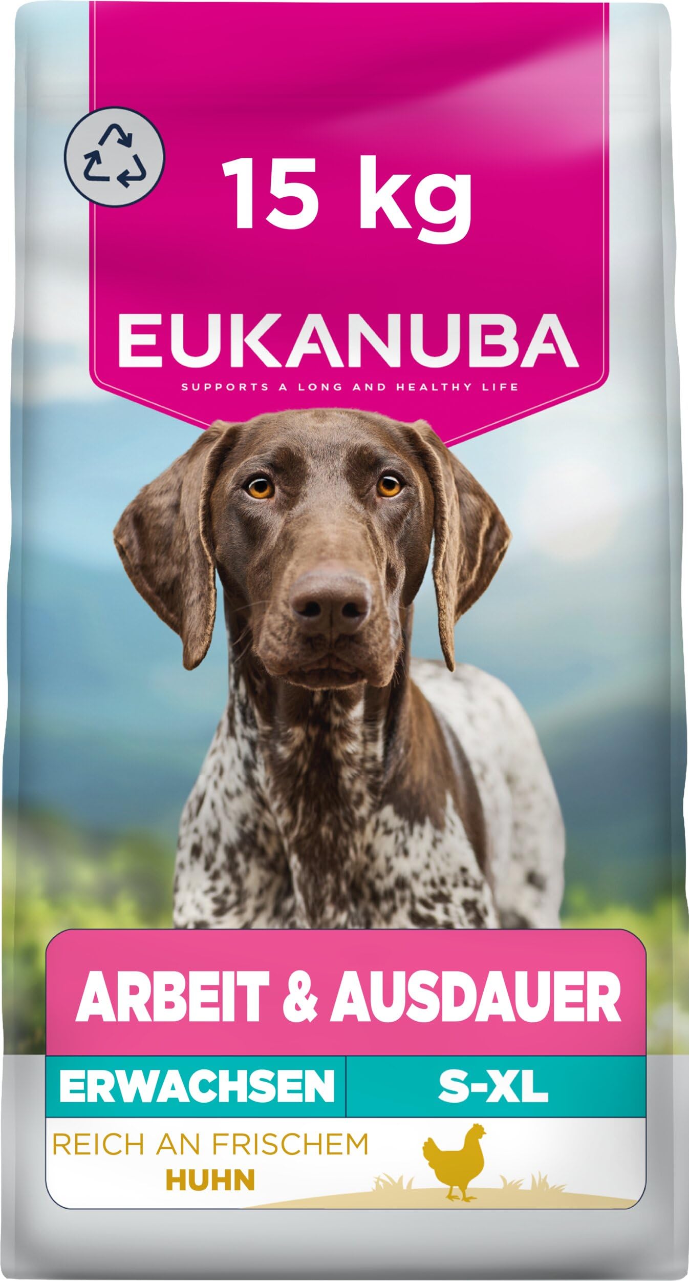 Eukanuba Working & Endurance Hundefutter mit frischem Huhn - Energiereiches Special Care Trockenfutter für Arbeitshunde, Jagdhunde sowie trächtige & säugende Hündinnen, 15 kg