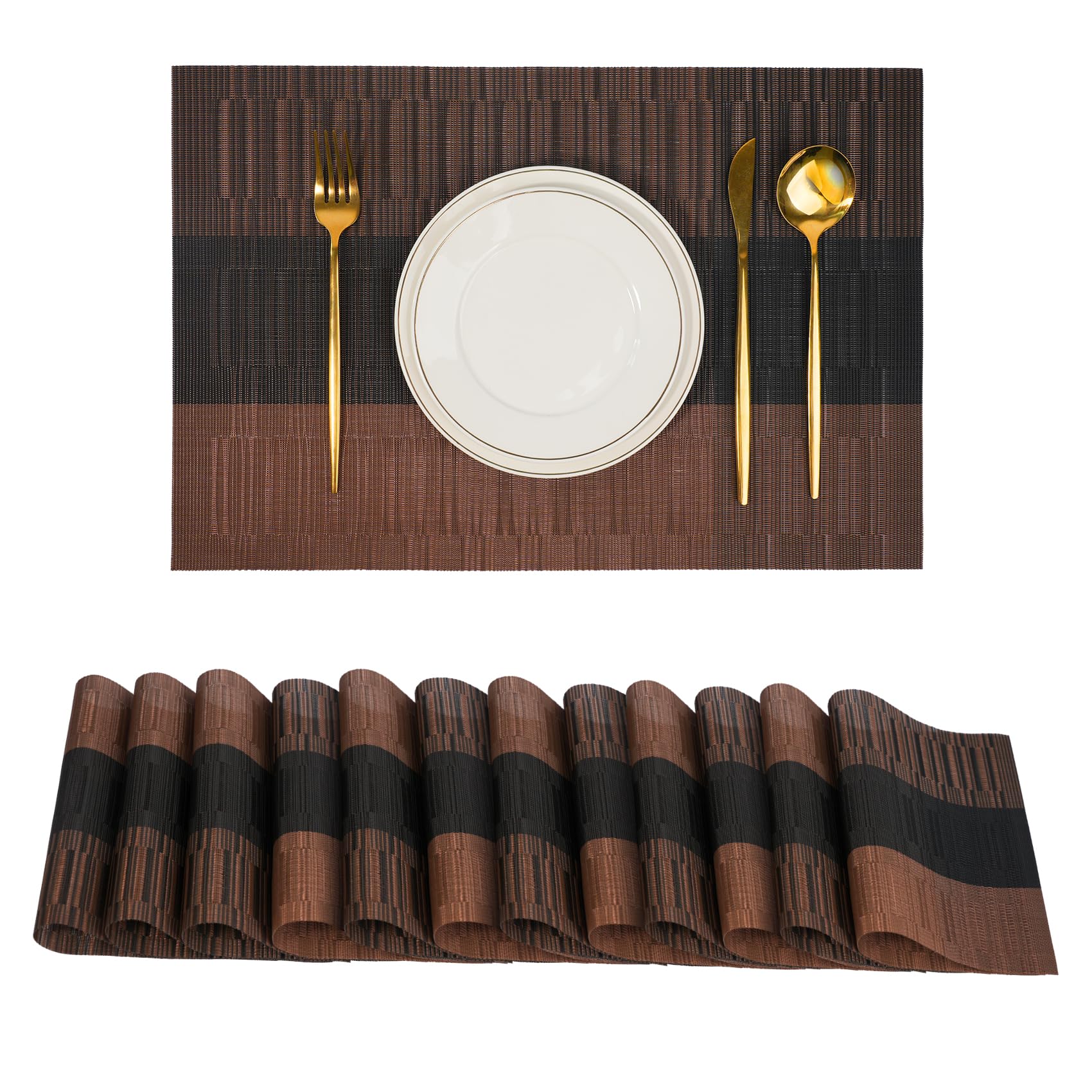 Sets de table antidérapants et thermorésistants faciles à nettoyer x12
